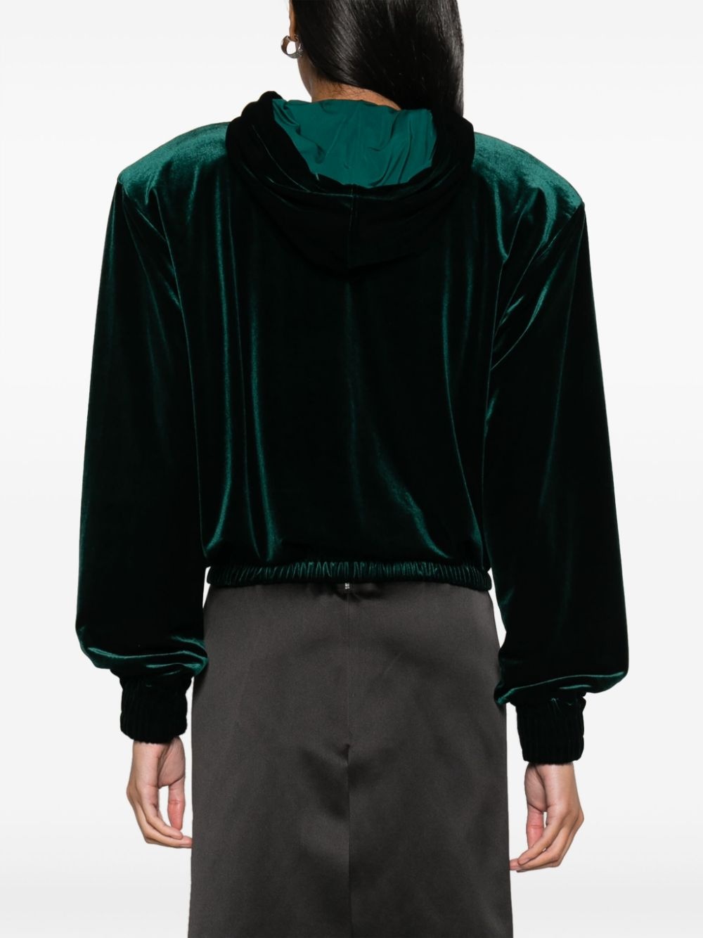 logo-print velour hoodie - 4