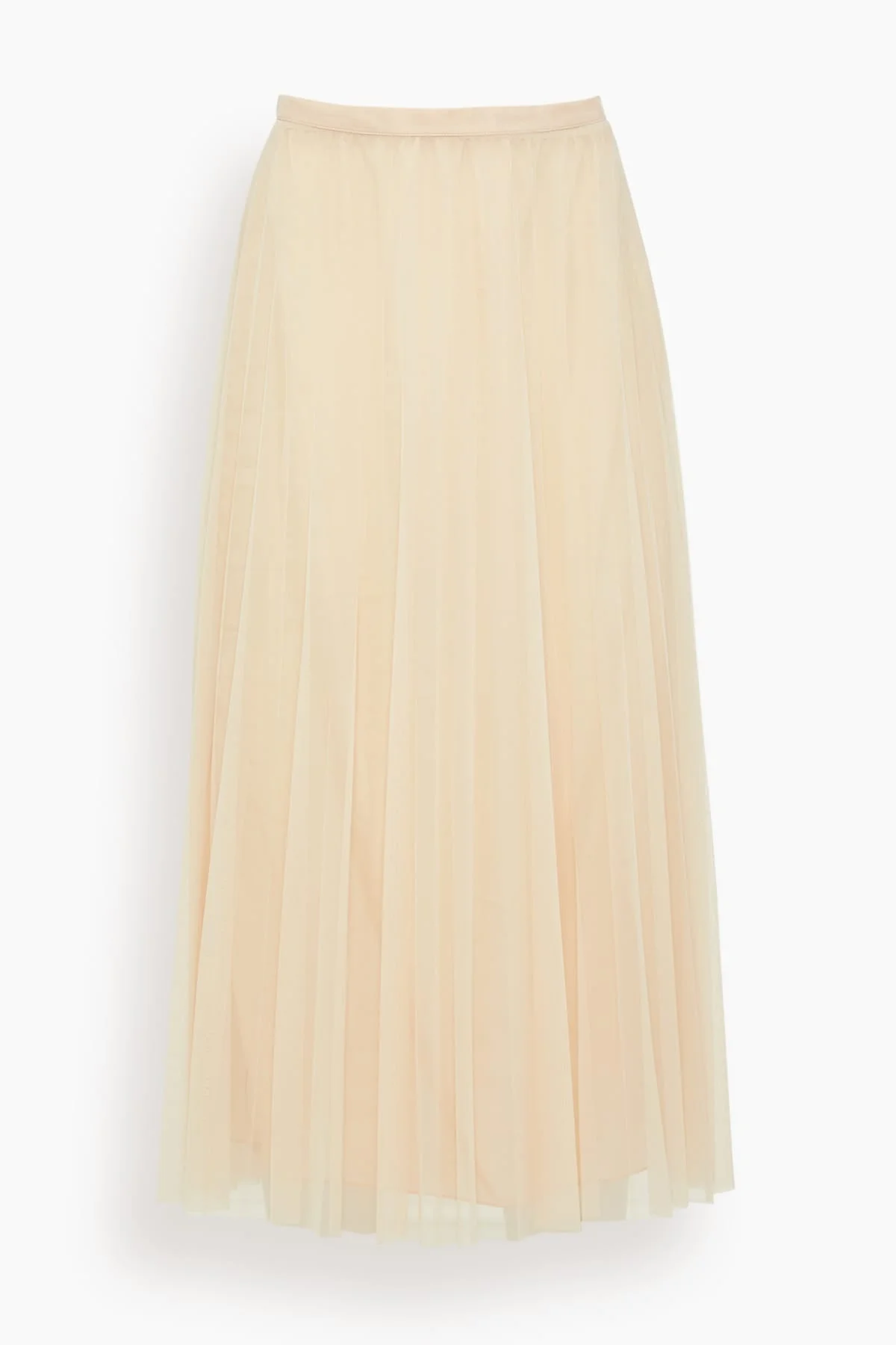 Chic Tulle Plisse Midi Skirt in Nude - 1