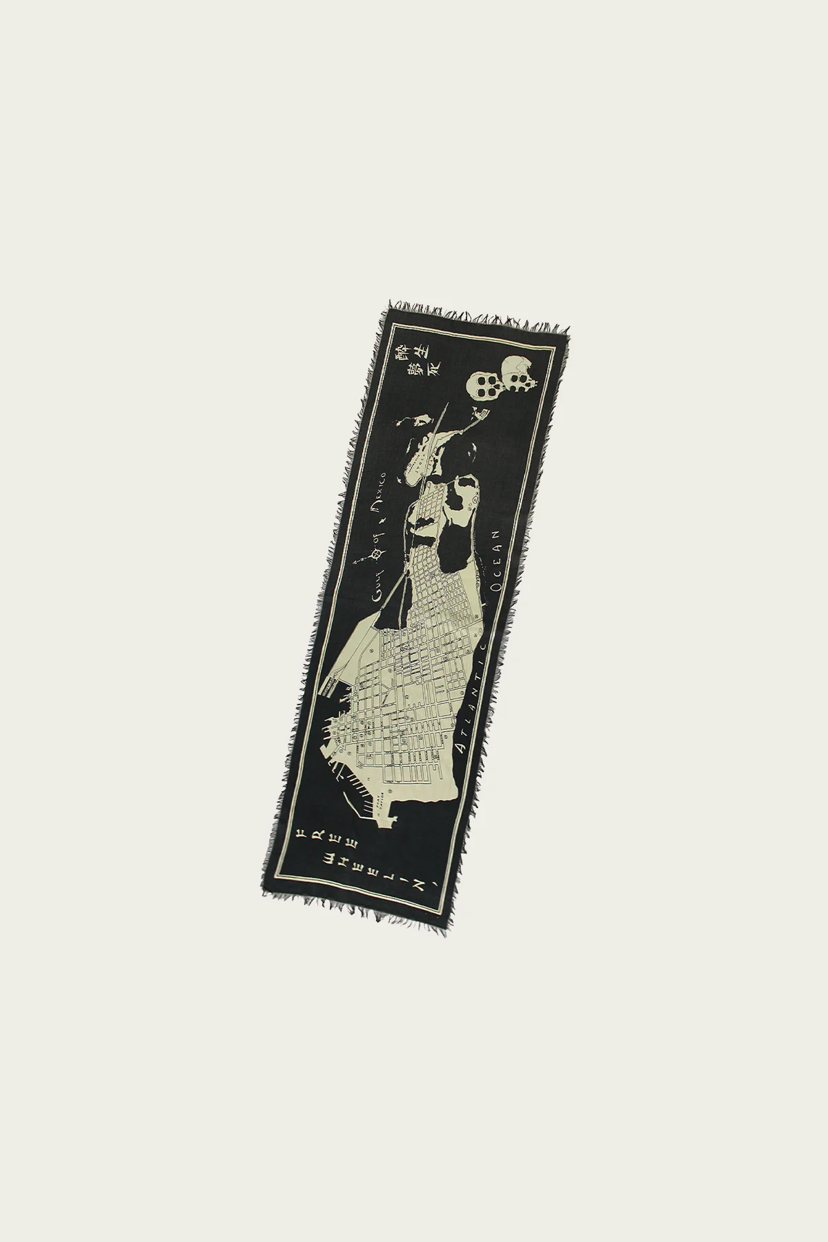 Rayon Fringed Stole (KAYO HUESO) - Black - 1