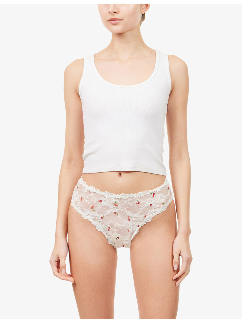 SKIMS Sheer Floral Stretch-Lace Briefs outlook