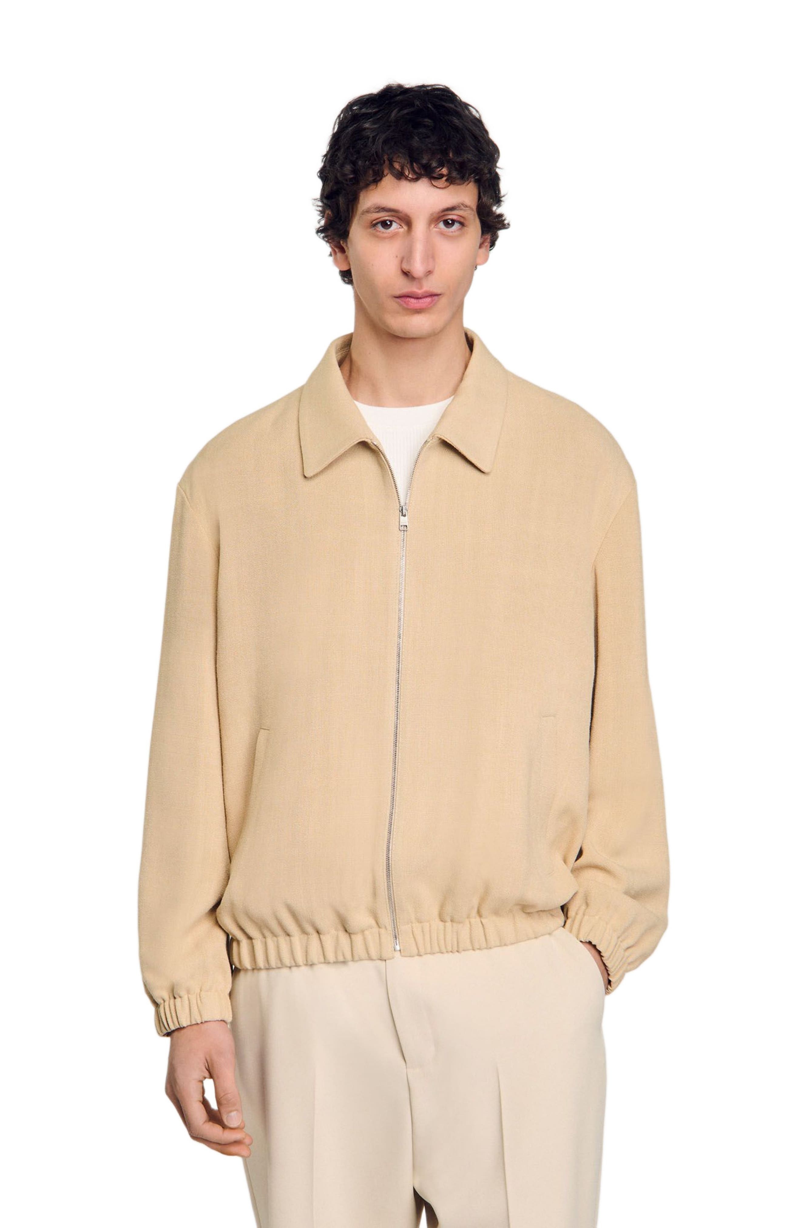 SANDRO Zip-up jacket in Oats at Nordstrom - 3