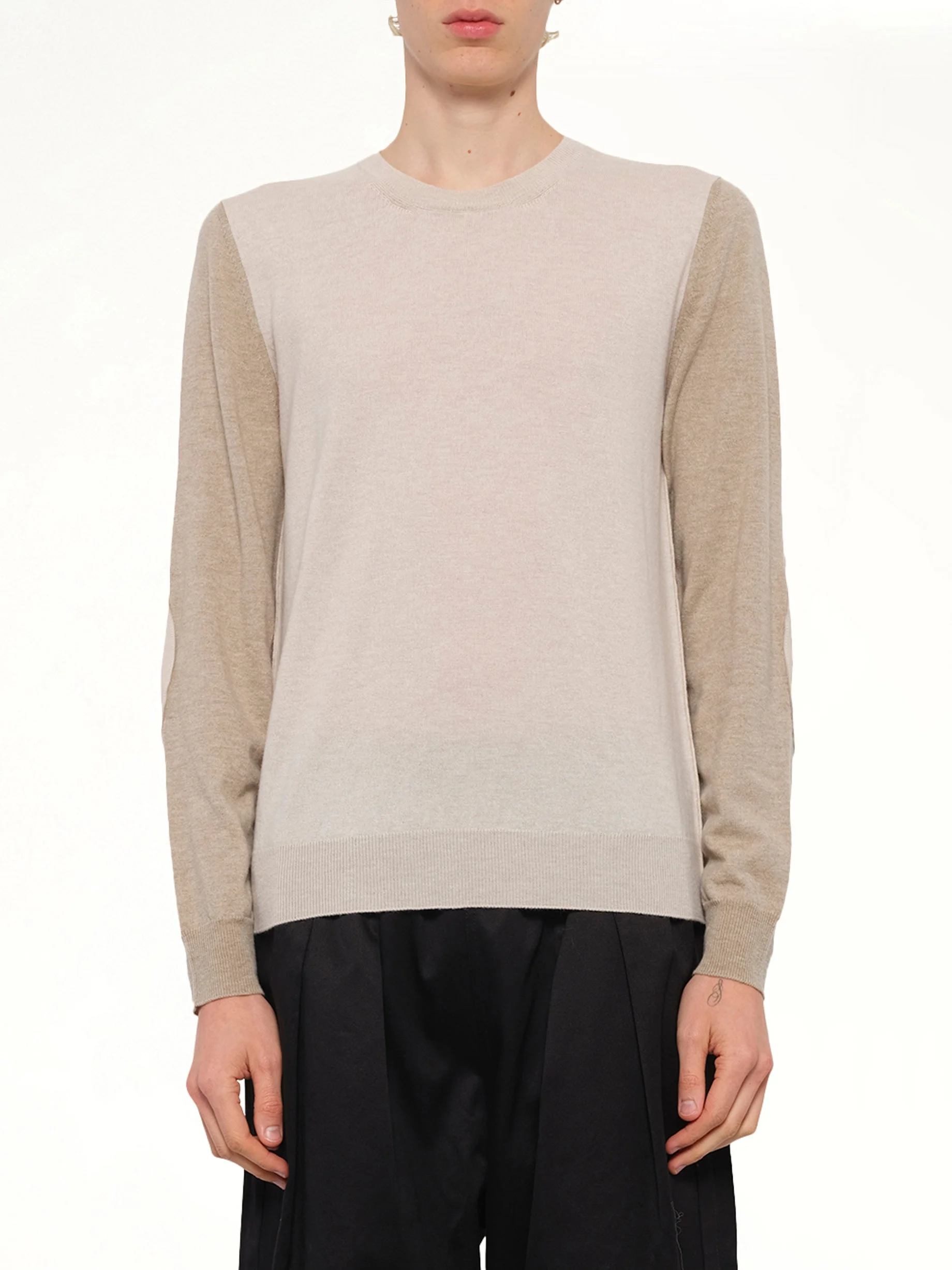 Two-Tone Sweater in Beige/Camel - 1