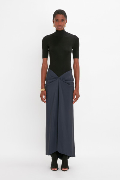 Victoria Beckham Polo Neck Gathered Dress In Midnight outlook