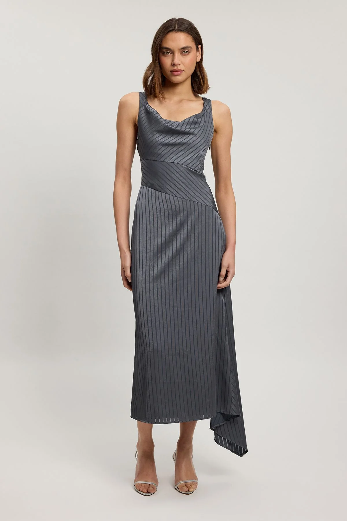 Petite Hammered Satin With Cowl Neck Strappy Woven Maxi Dress - 1