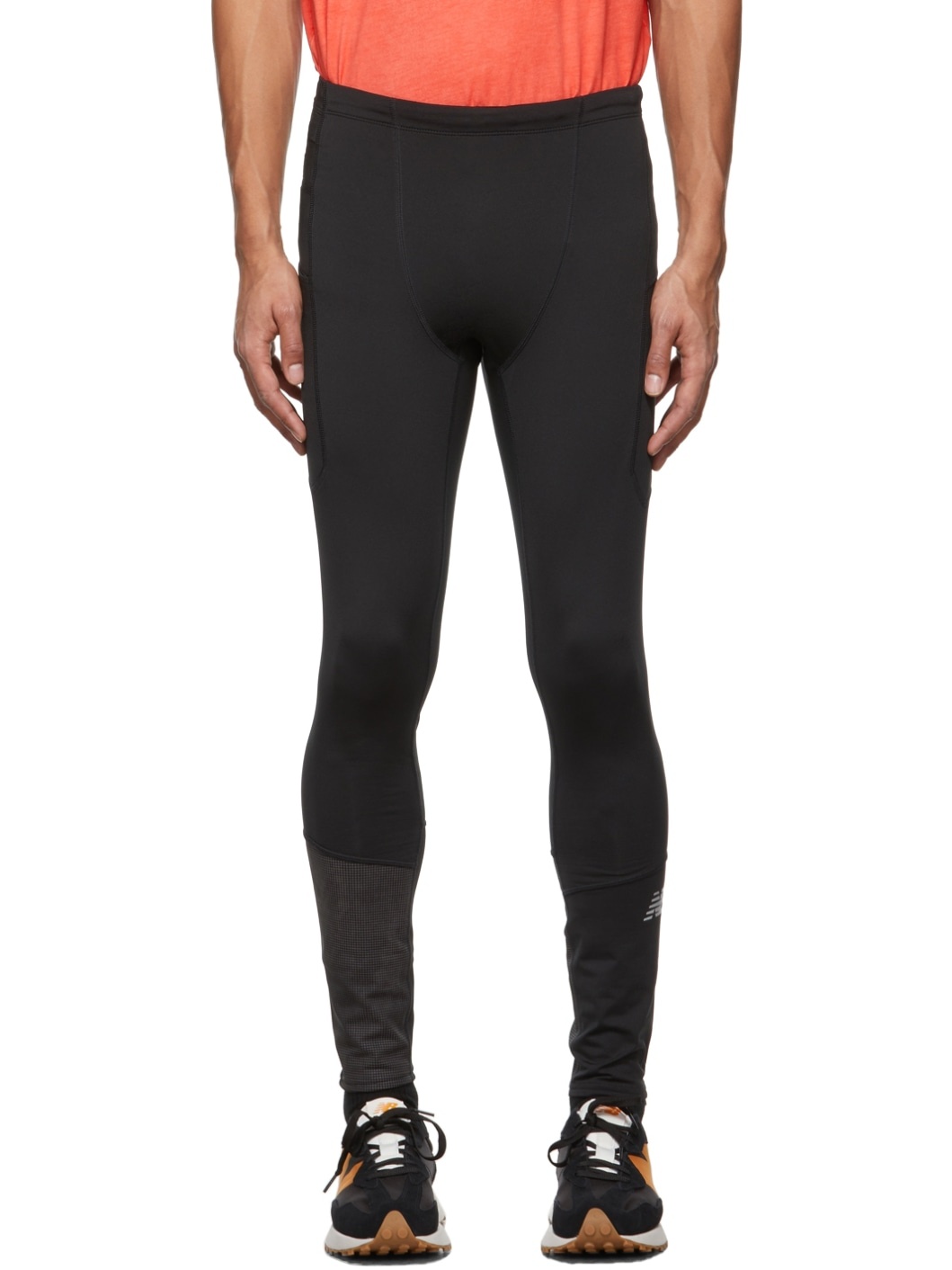 Black Reflective Logo Run Tights - 1