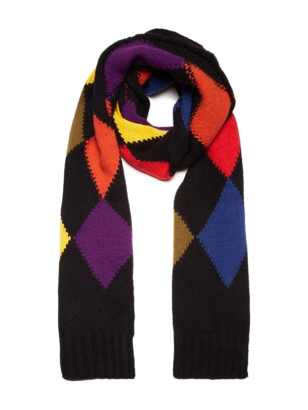 argyle-check knitted scarf - 3