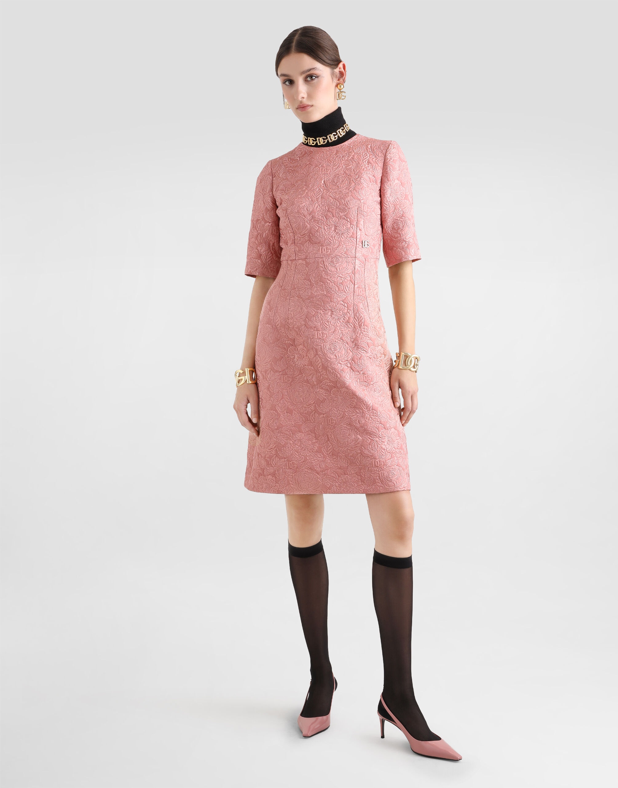 Fit-and-flare midi dress in floral jacquard - 2