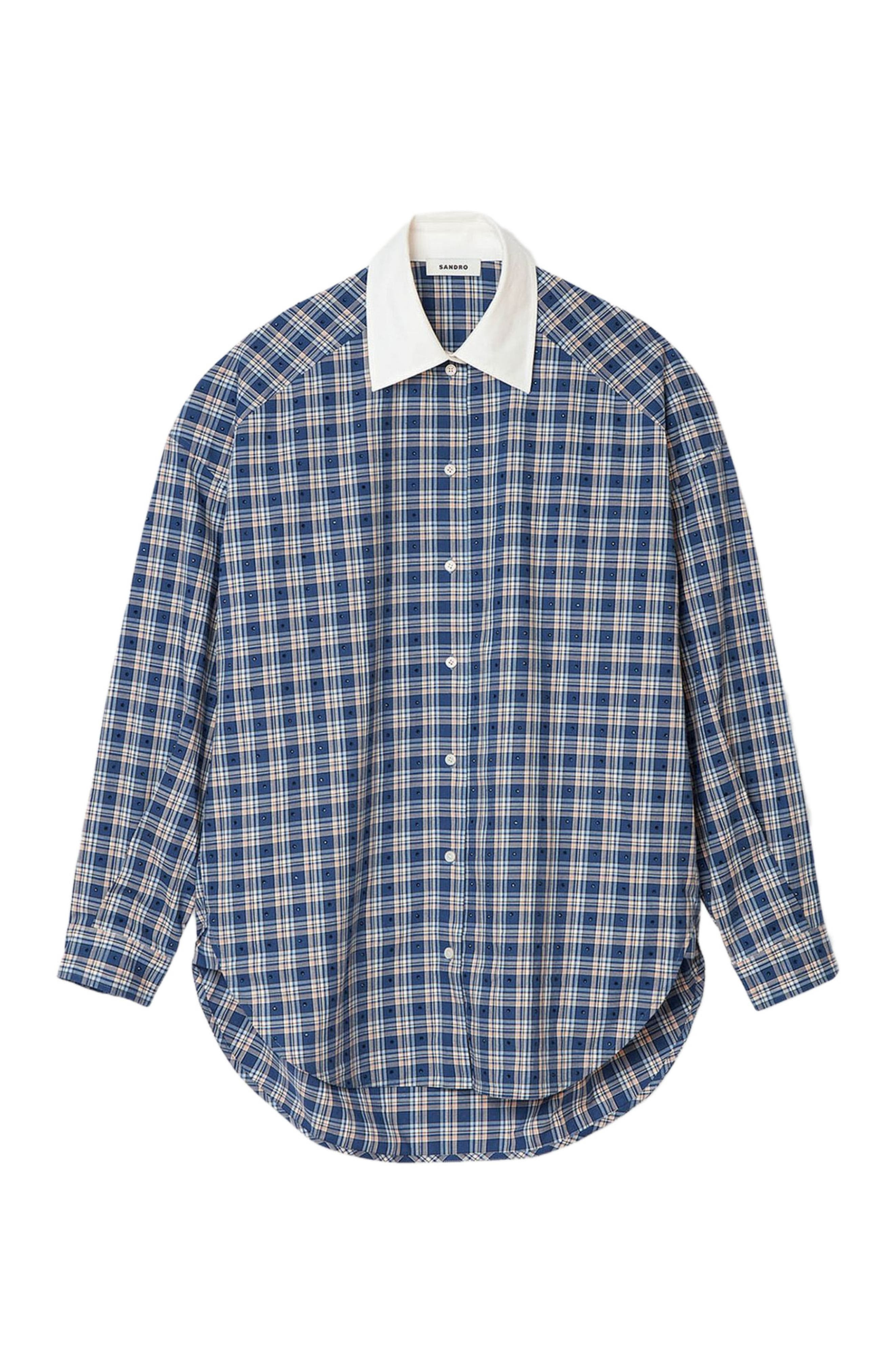 SANDRO Rhinestone checkered shirt in Blue at Nordstrom - 5