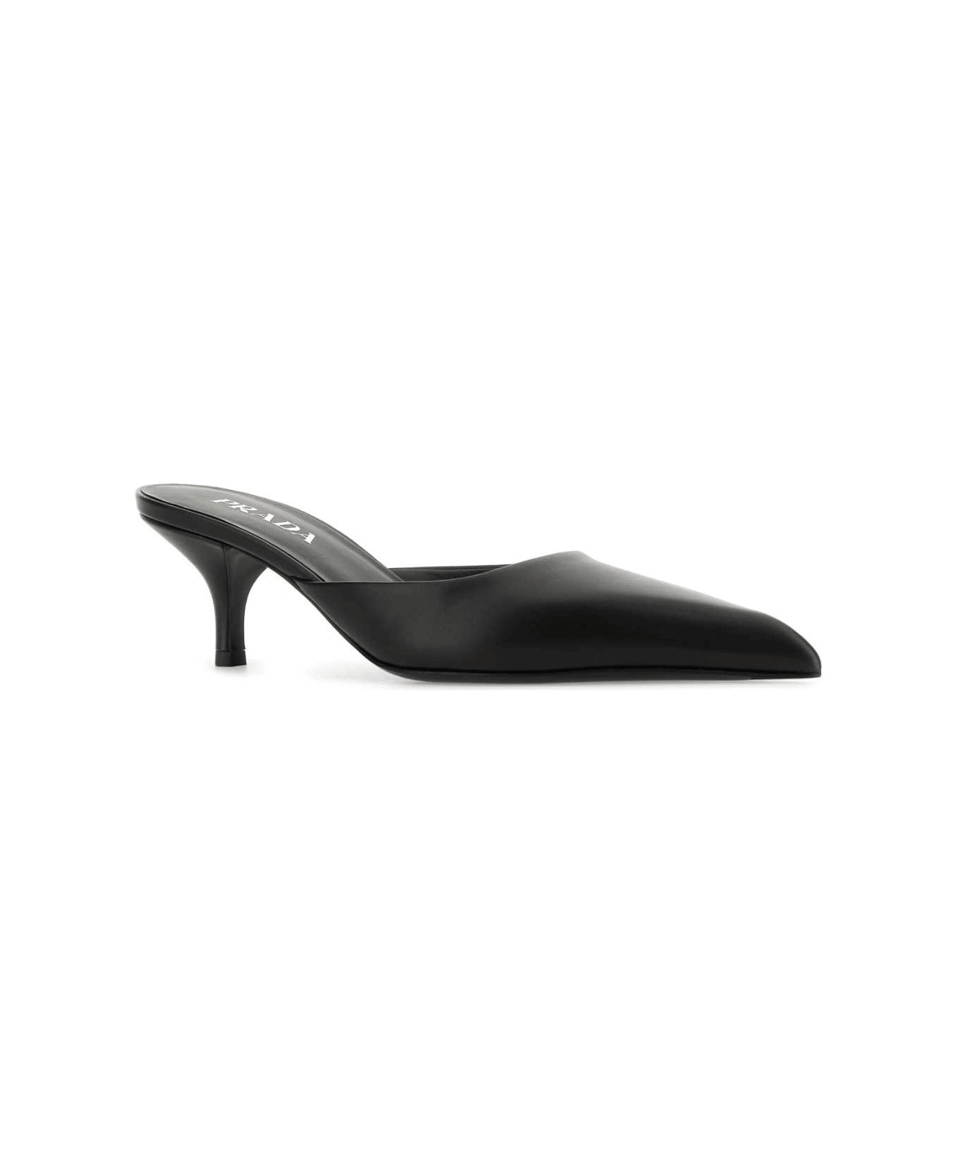 Black Leather Mules - 2