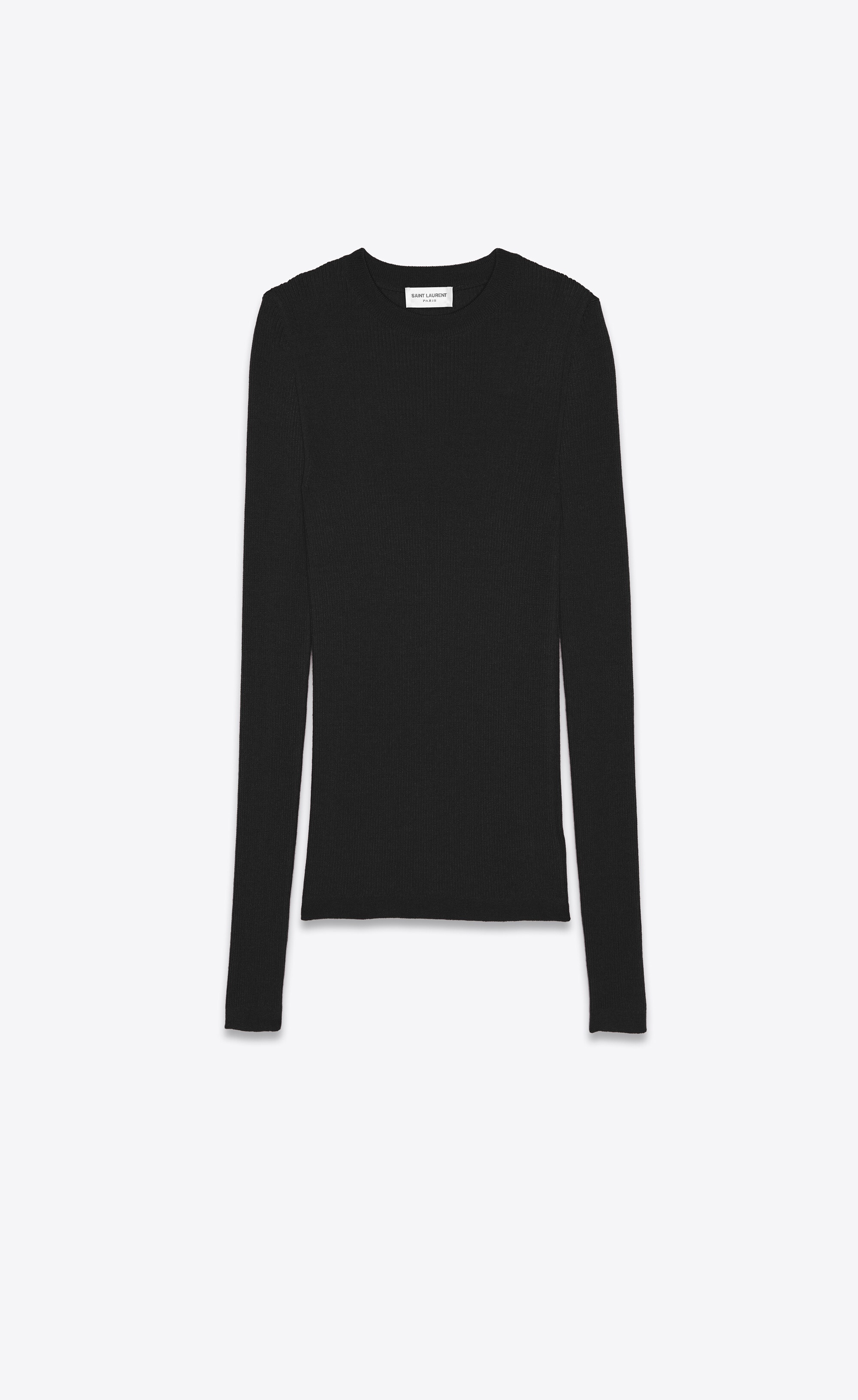 ribbed crewneck sweater in cashmere, wool and silk - 1