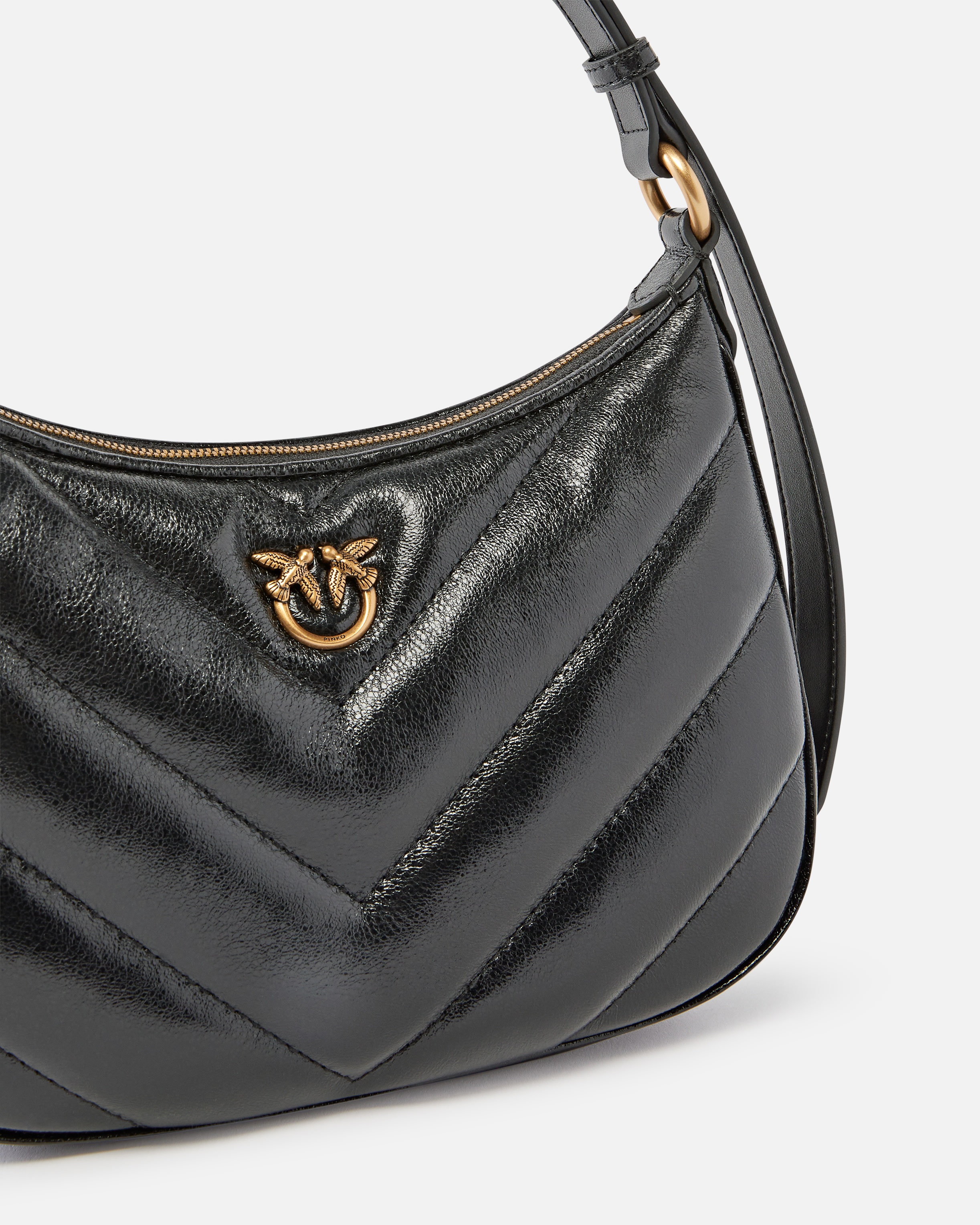 HALF MOON SMALL SHOULDER BAG IN LAMINATED LEATHER - 3