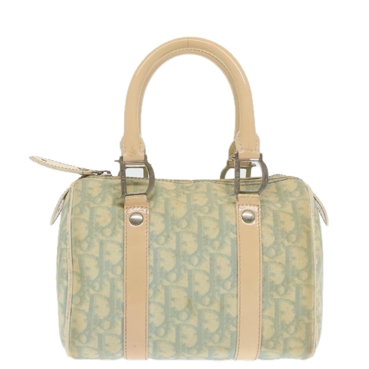 DIOR Trotter Canvas Hand Bag Light Blue Silver - 13