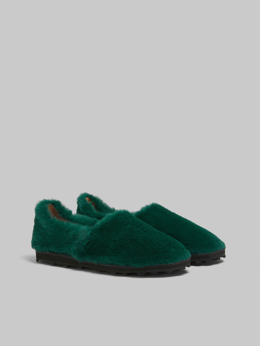 GREEN SLIP-ON LOAFER IN FAUX FUR - 2