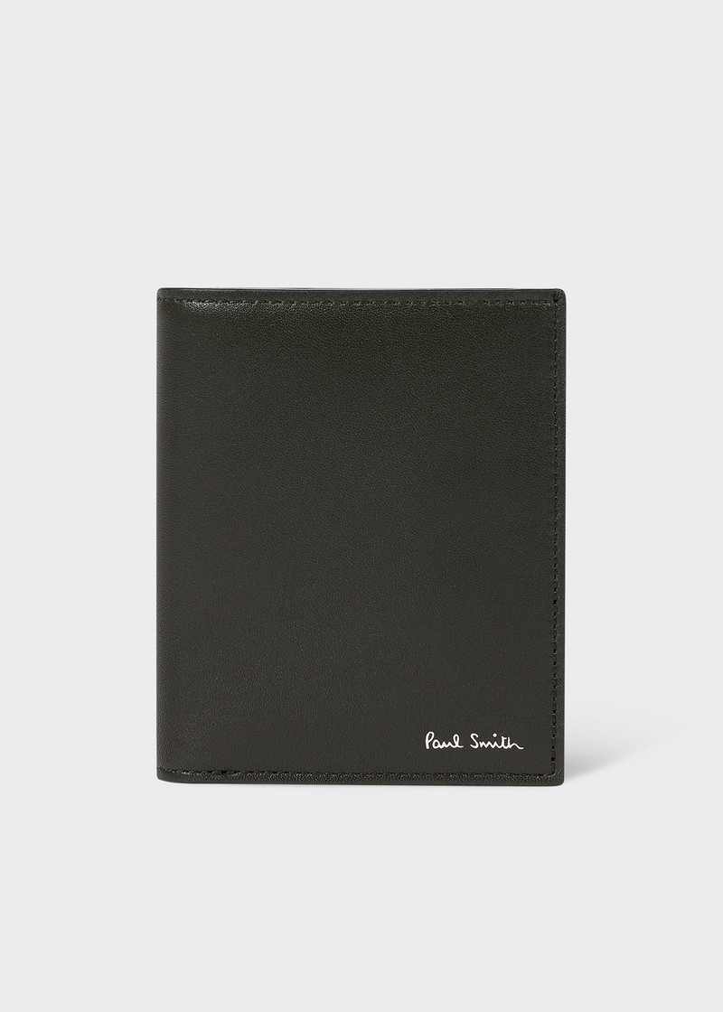 Dark Green Leather Compact Billfold and Coin Wallet 1