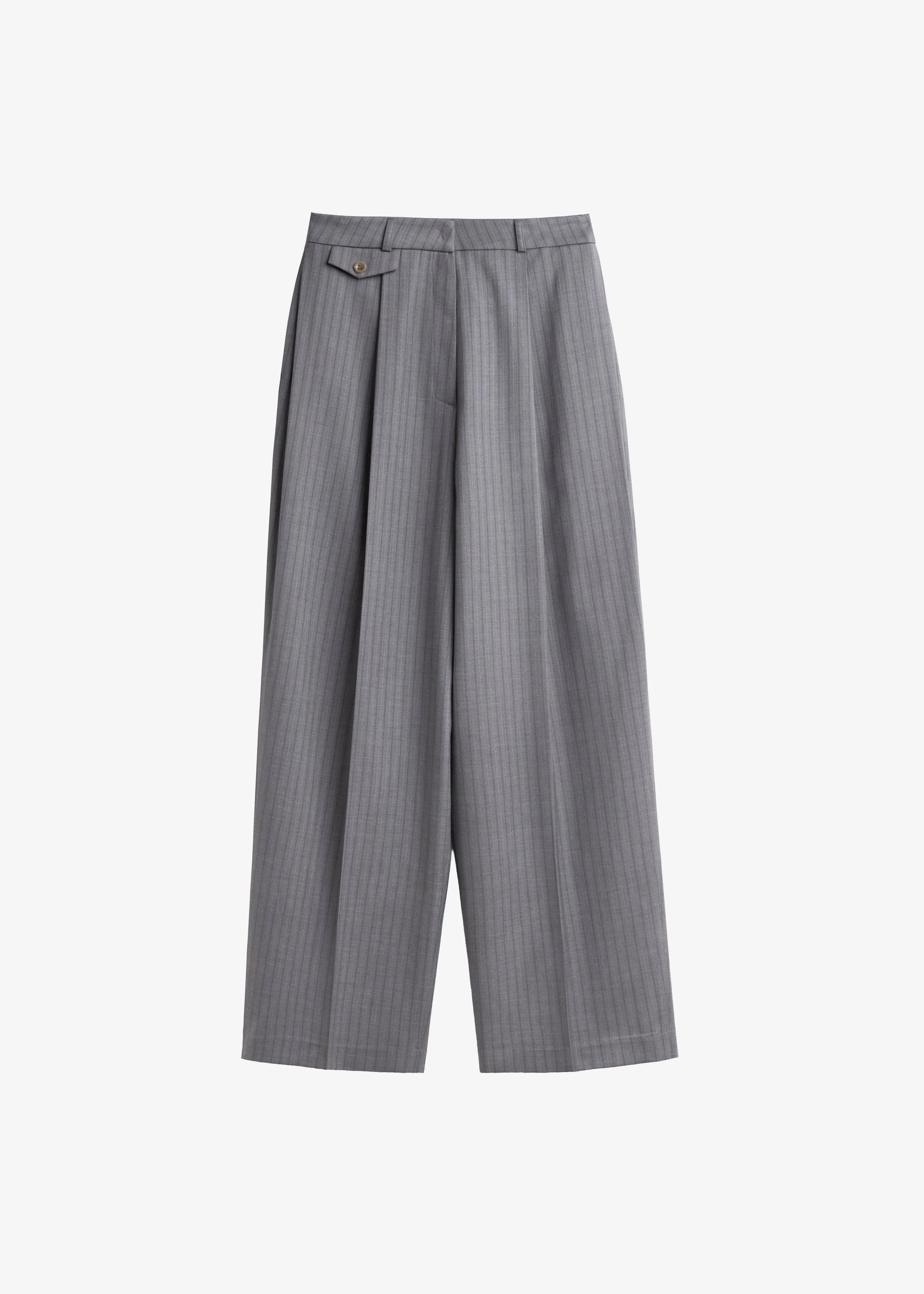 Helmond Pleated Trousers - Grey Multi Stripe - 1