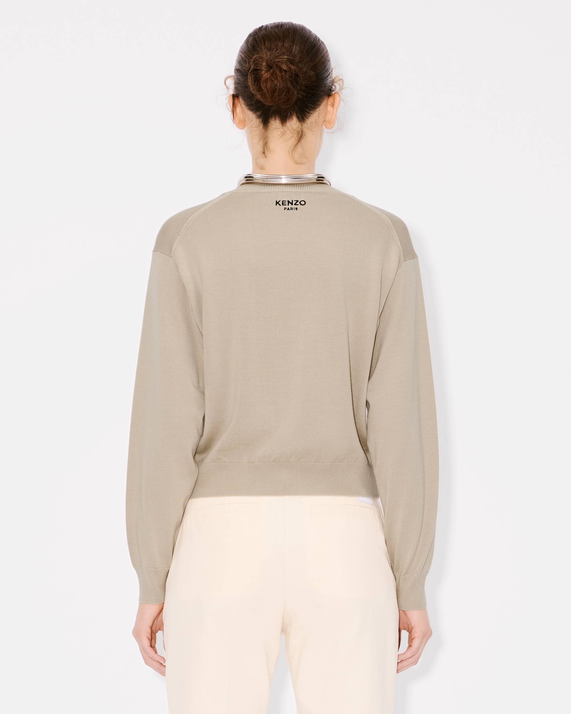 'KENZO Pop' embroidered crewneck cardigan in merino wool - 4