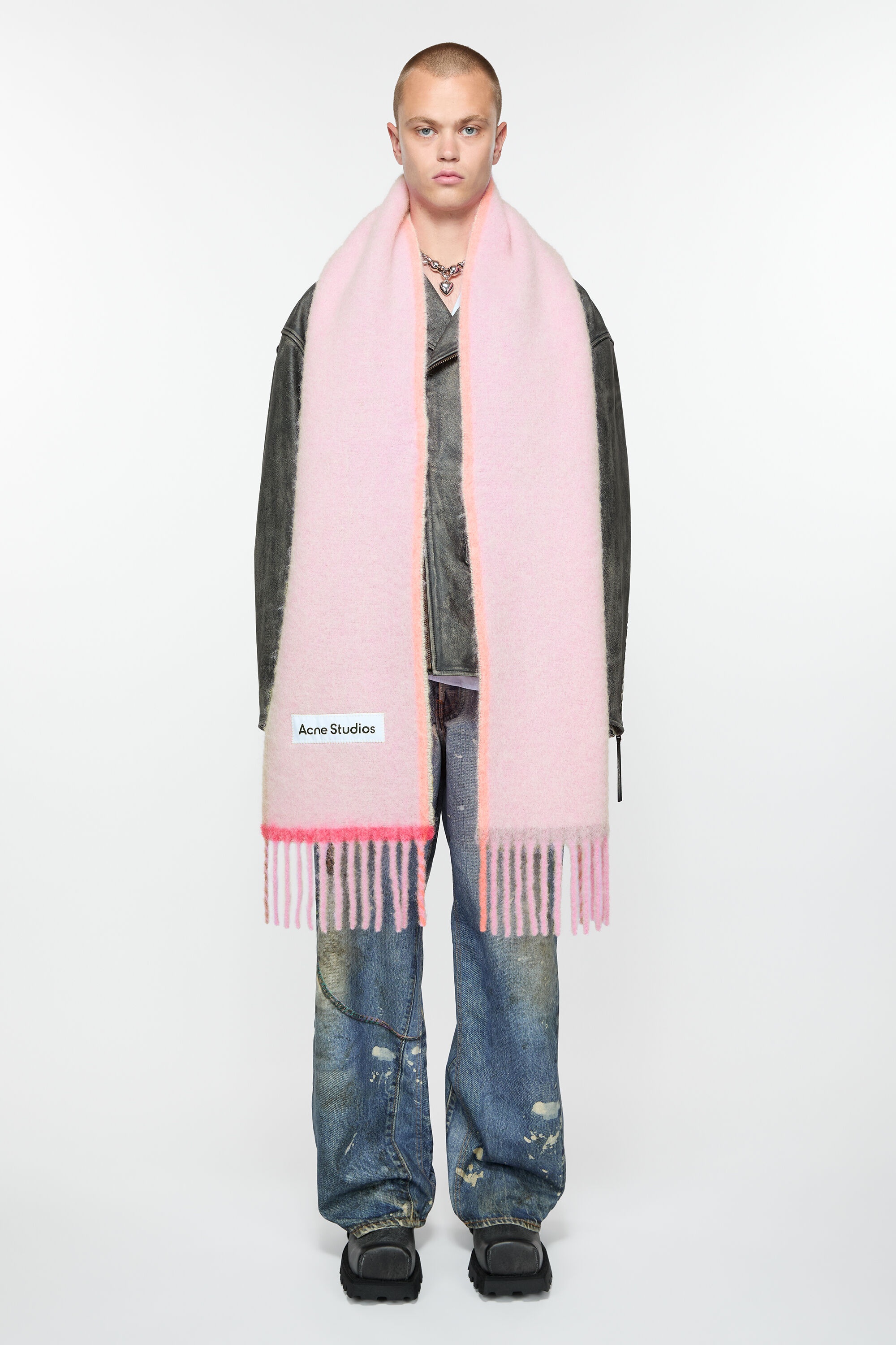 Wool mohair scarf - Narrow - Pink - 3