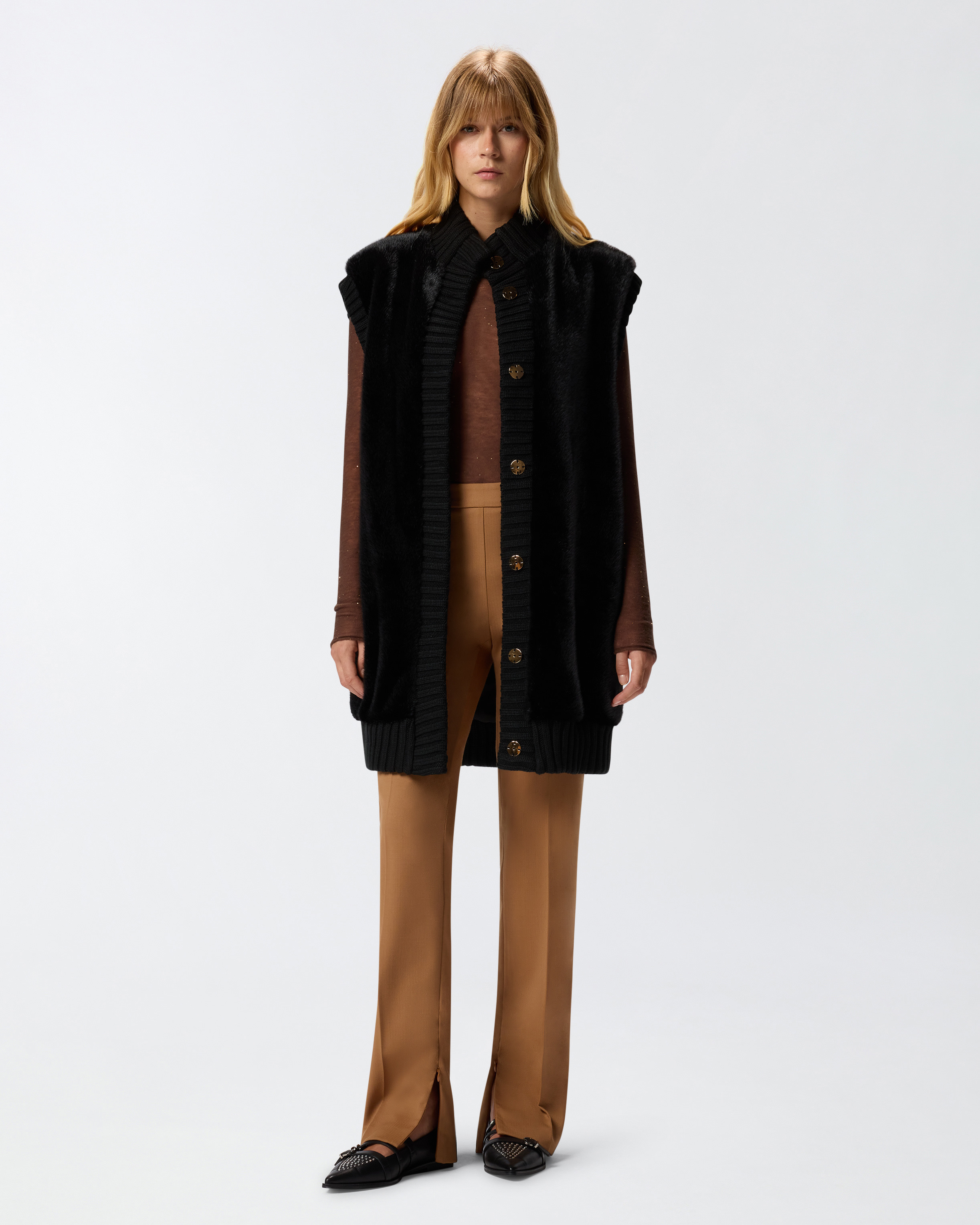 LONG FAUX FUR GILET - 3