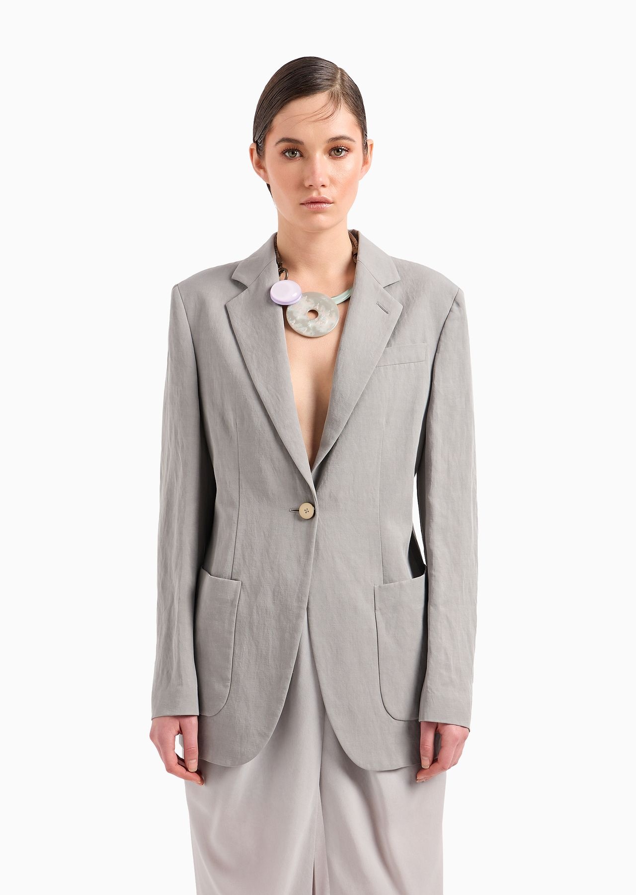 Linen and viscose single-breasted jacket - 2