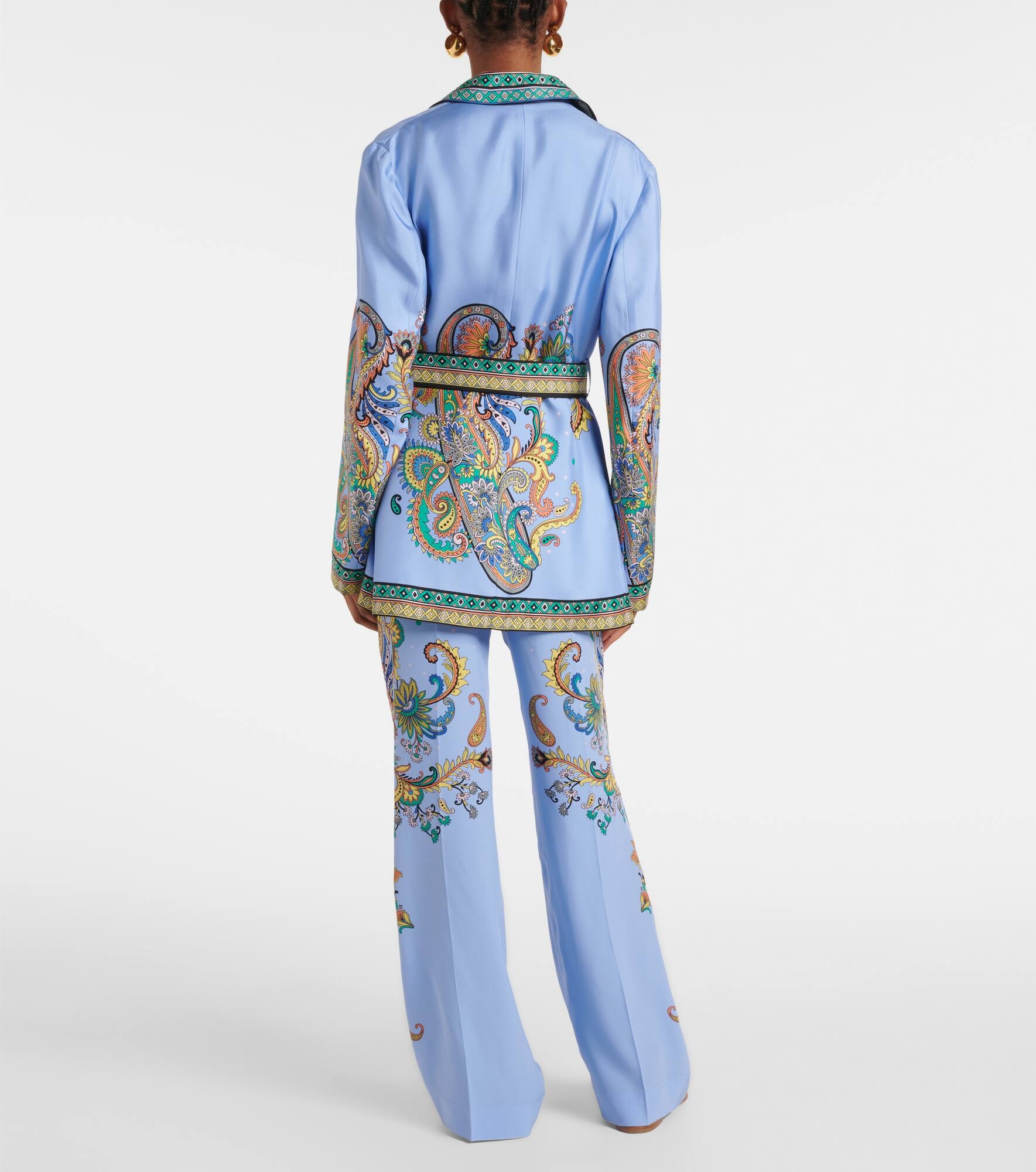 Paisley silk twill wrap blazer - 3