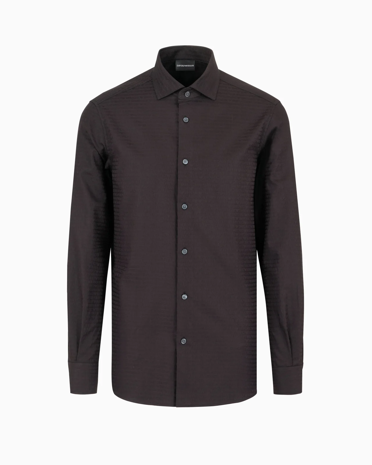 Cotton shirt with all-over jacquard logo lettering - 1