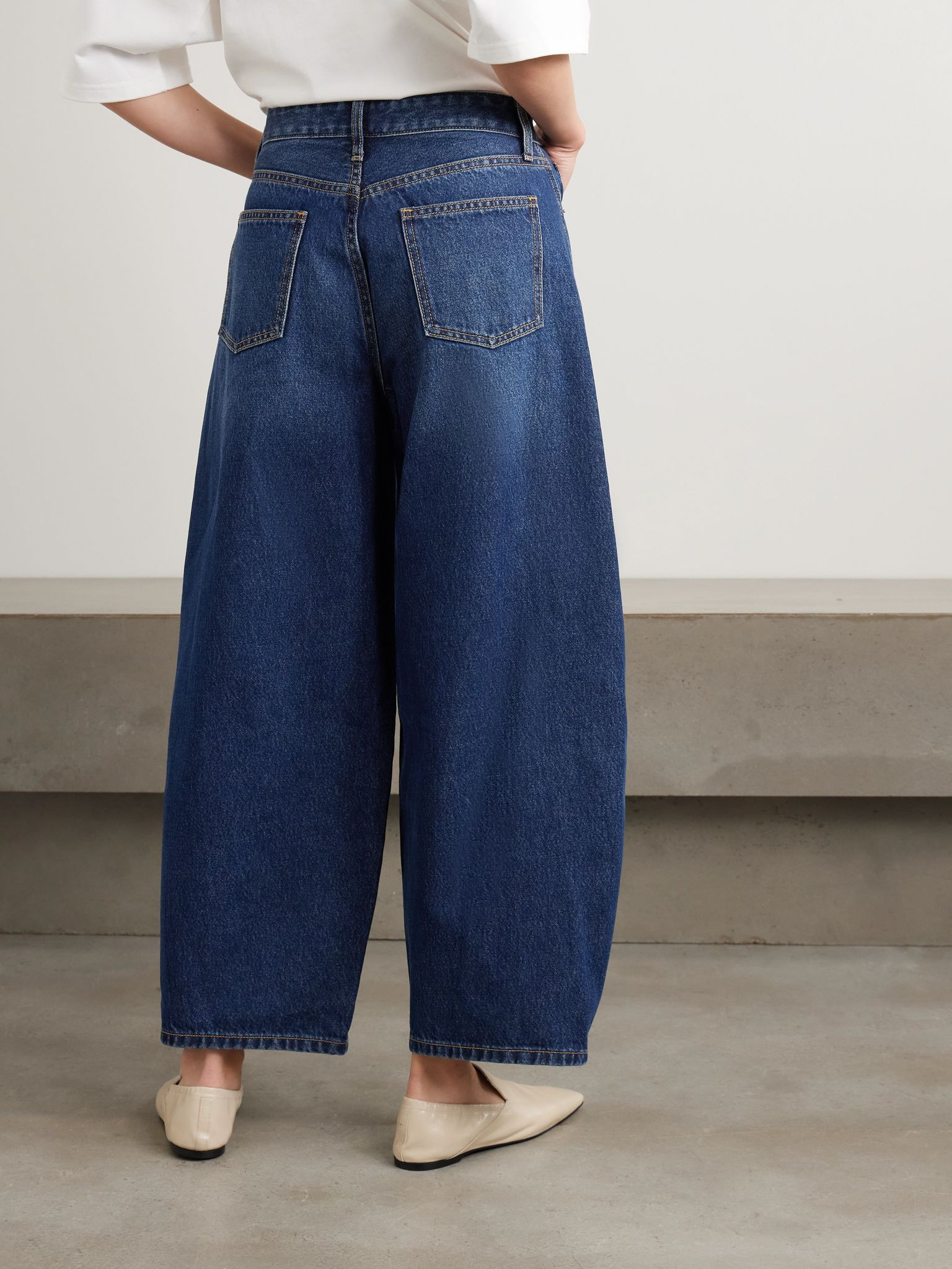 Paneled mid-rise wide-leg organic jeans Indigo - 4