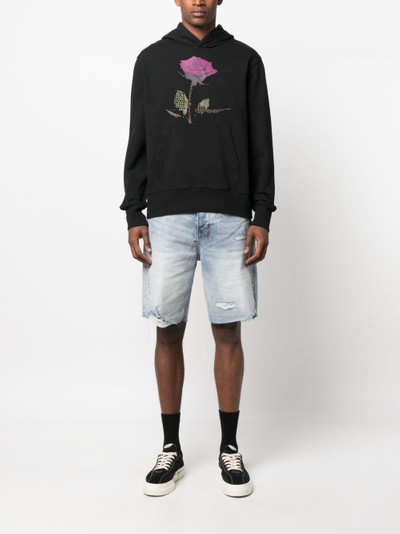 Ksubi pixelated rose-print cotton hoodie outlook