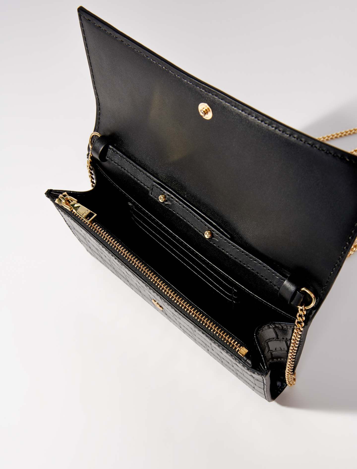 Croc-effect embossed leather bag 3