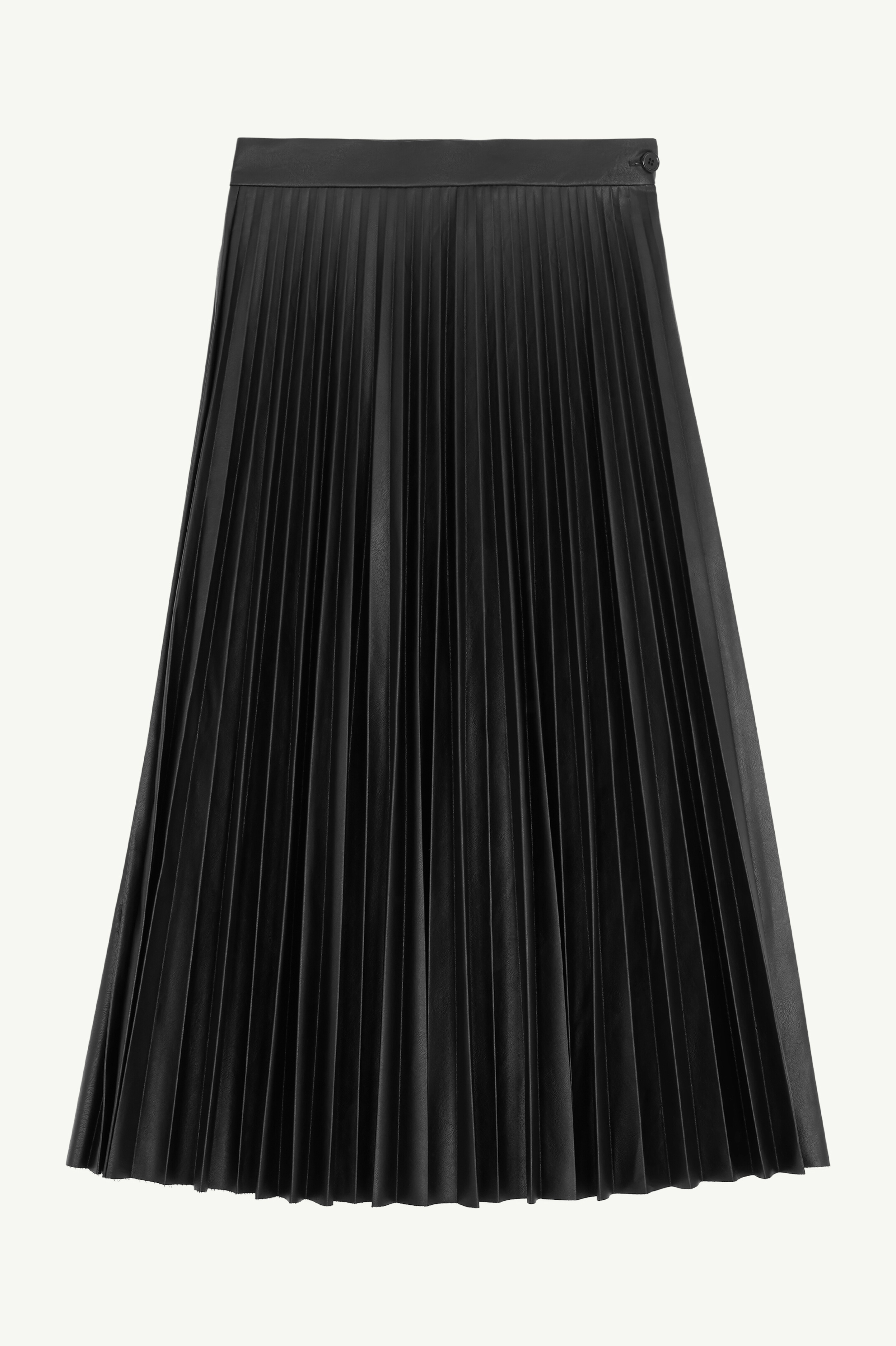Pleated Faux Leather Midi Skirt - 1