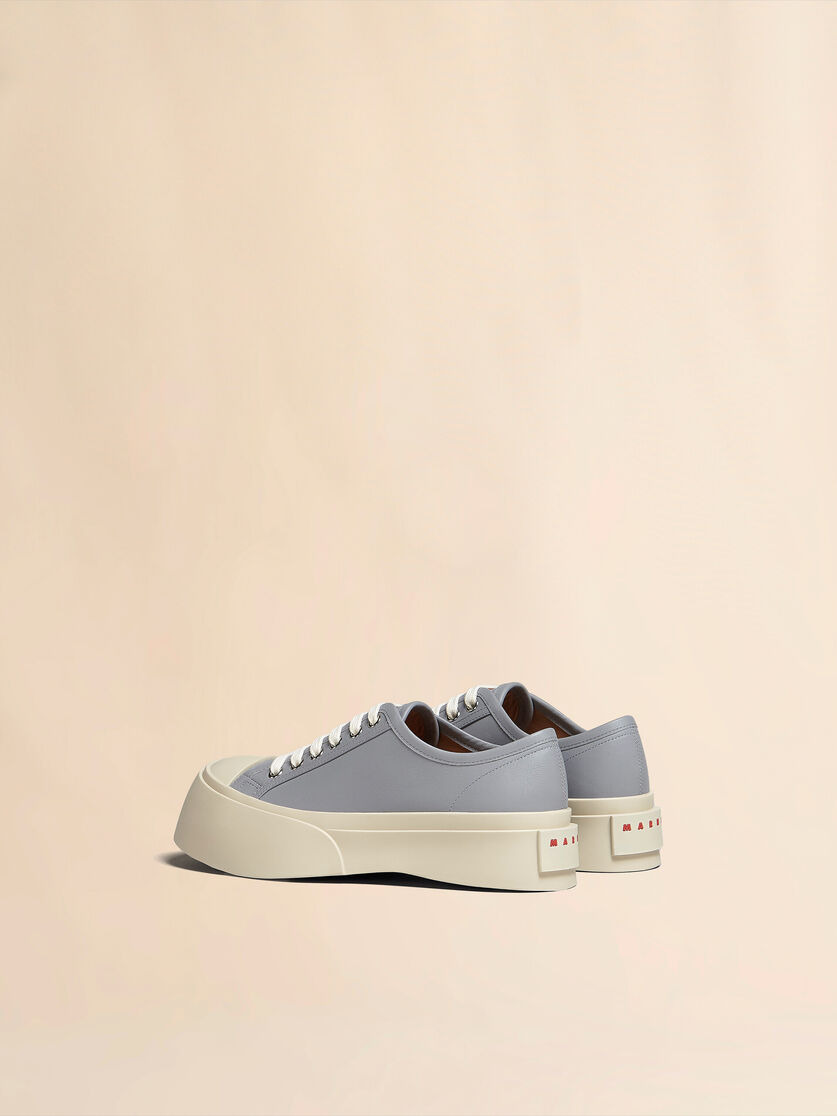 GREY LEATHER PABLO LACE-UP SNEAKER - 3