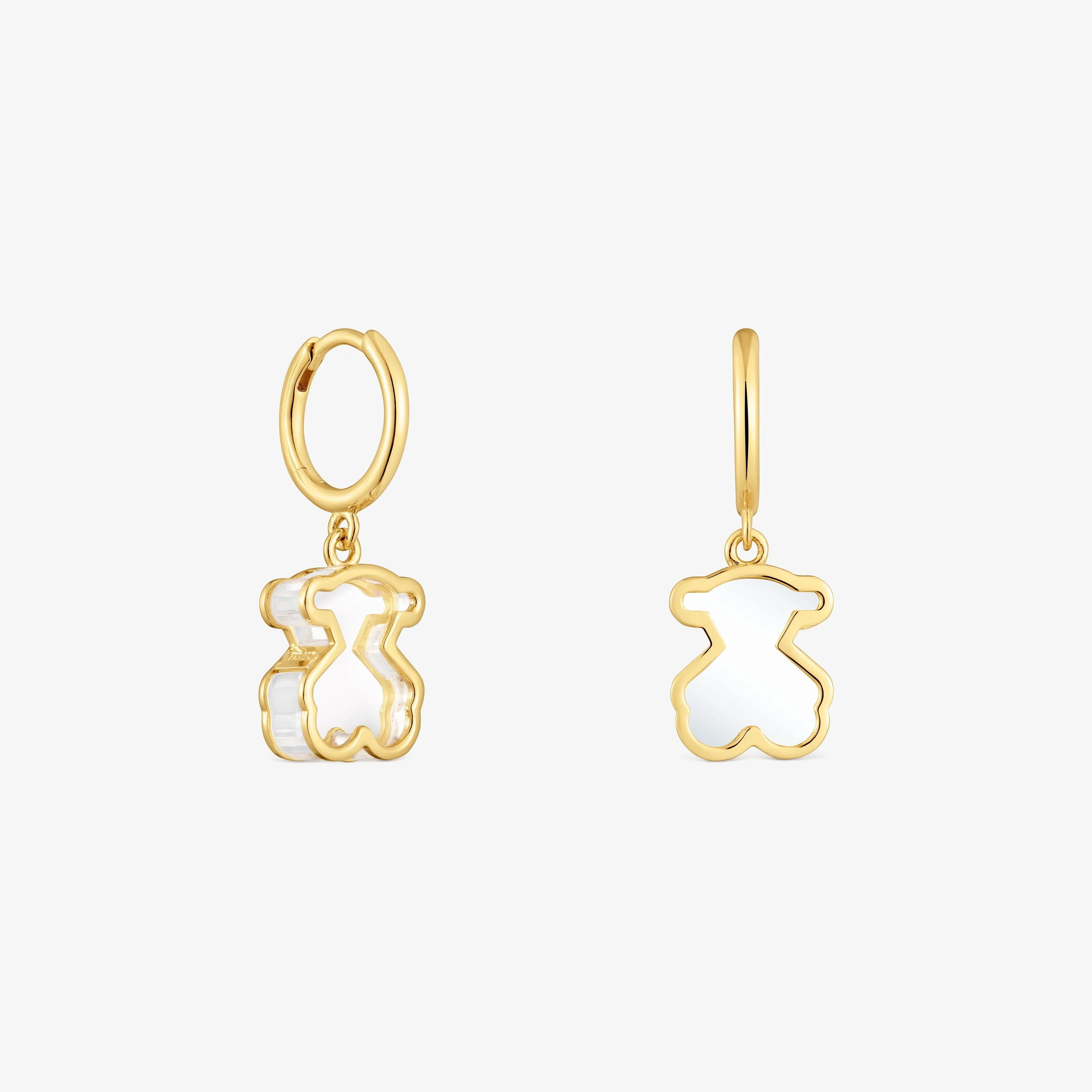 Hoop earrings with 18K gold vermeil and white acrylic glass Galaxy - 1