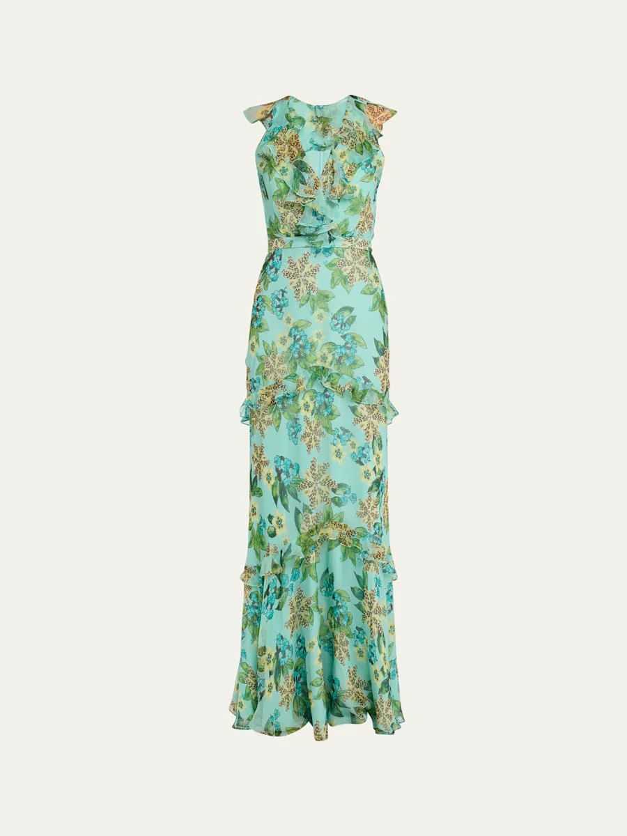 Rita Floral Sleeveless Ruffle Dress - 1