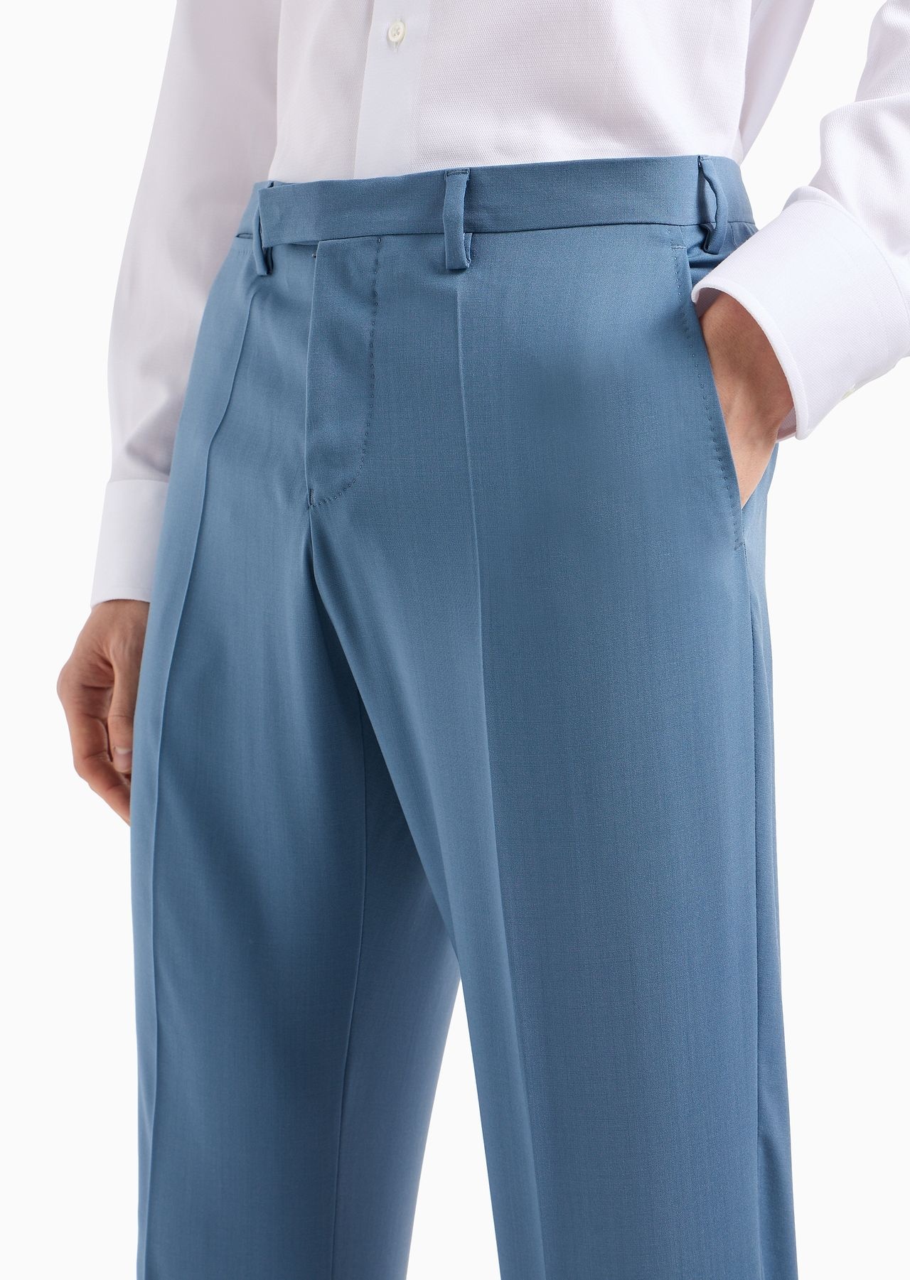 Trousers in natural stretch tropical light wool - 5