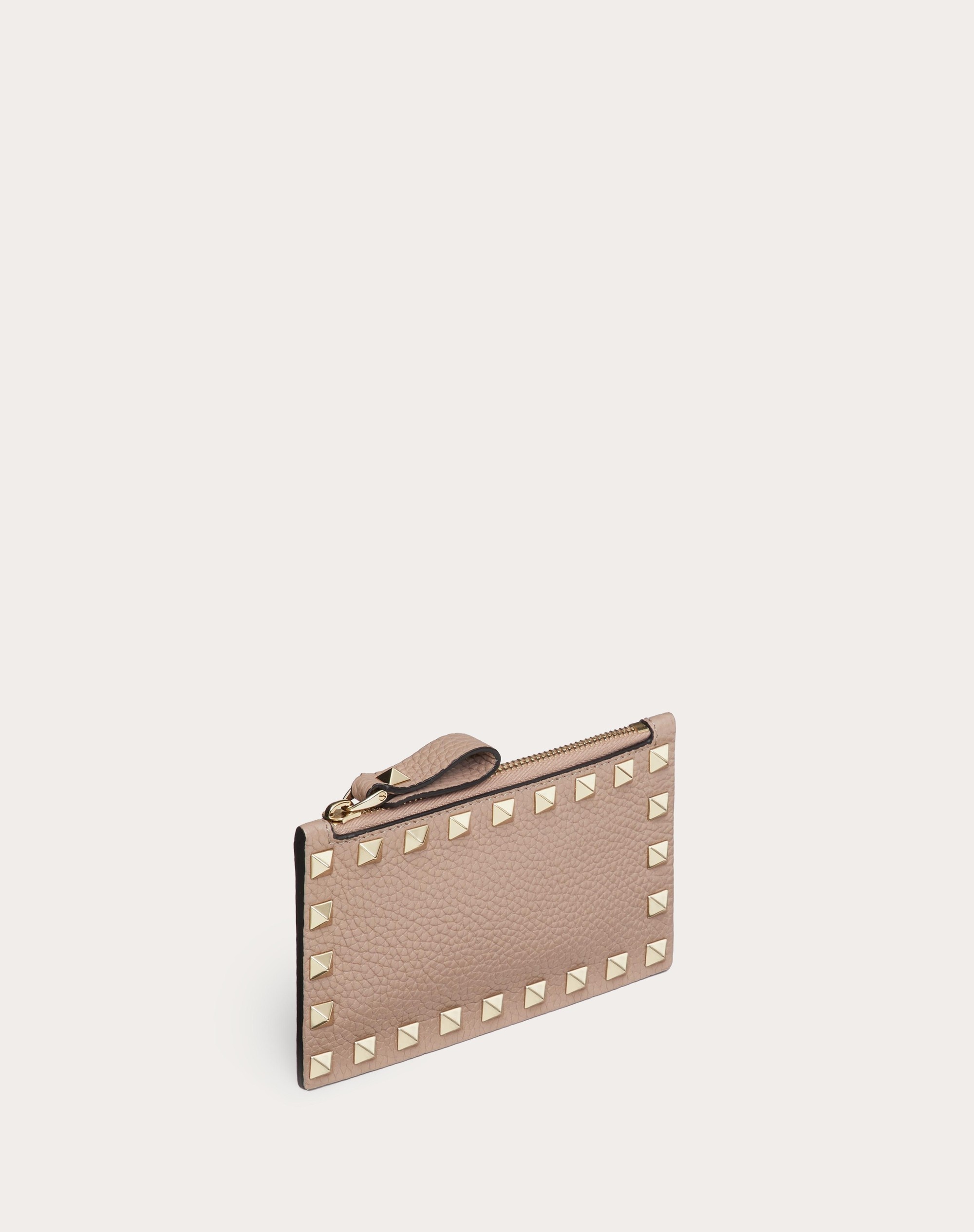 ROCKSTUD GRAINY CALFSKIN CARDHOLDER WITH ZIPPER - 4