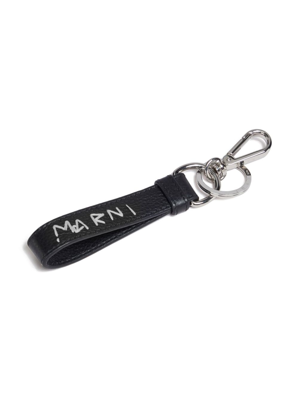 logo-embroidered leather keyring - 3