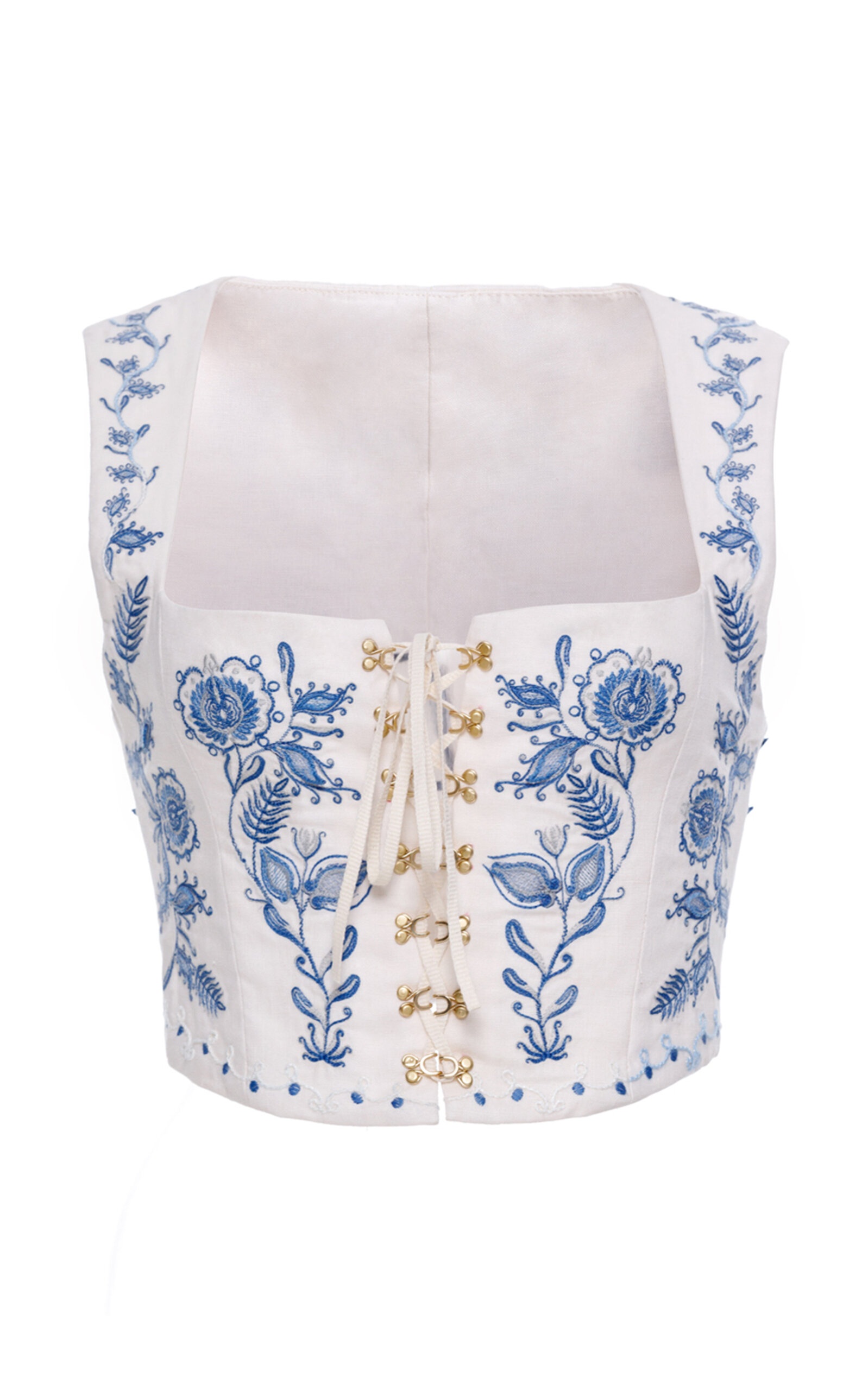 Cornalina Embroidered Linen Corset white - 1