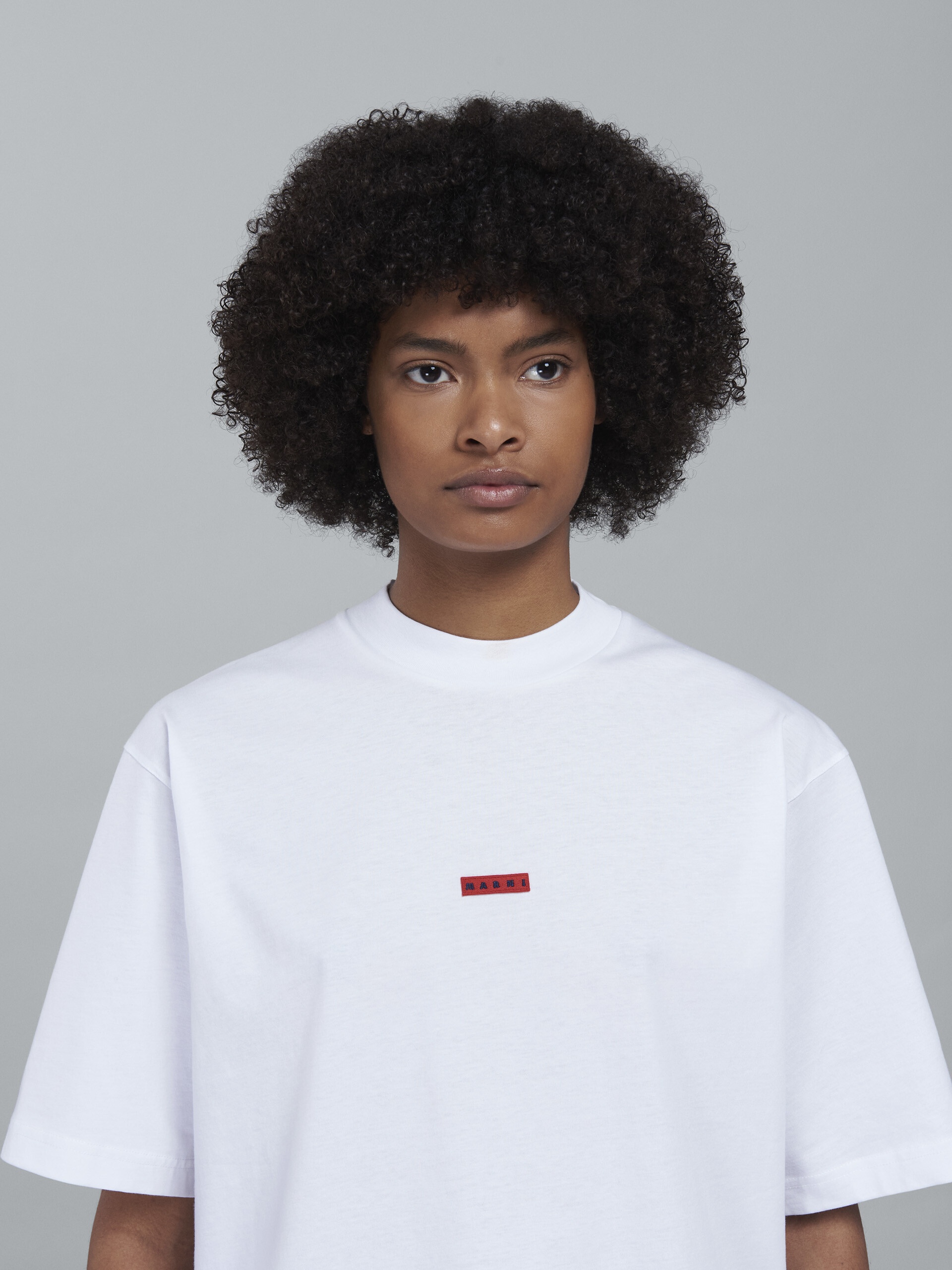 WHITE COTTON JERSEY LOGO T-SHIRT - 4