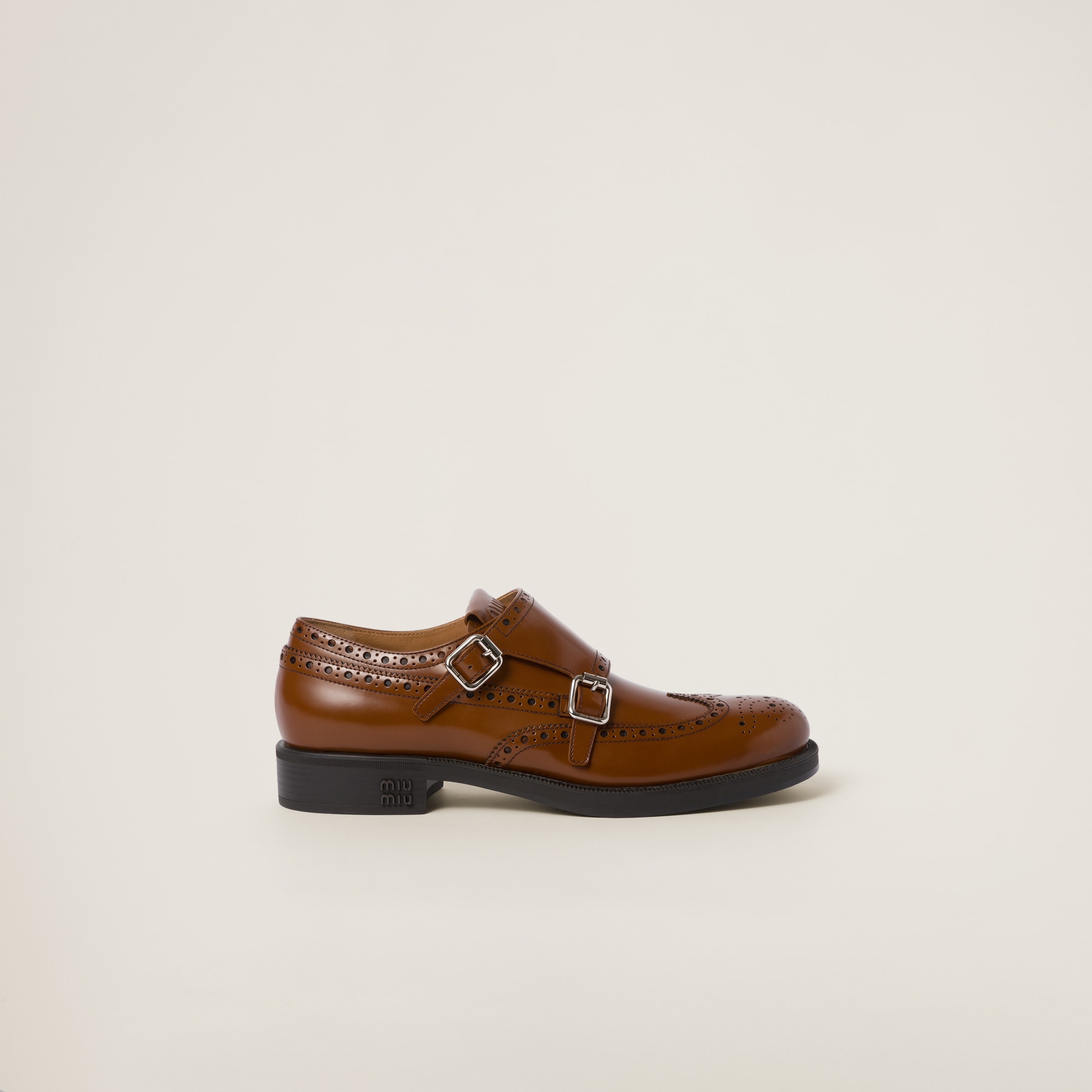 MIU MIU ◆ Brushed Leather Brogue Slingback Miu Miu Brushed Leather Slingback Brogue With In Red | ModeSens