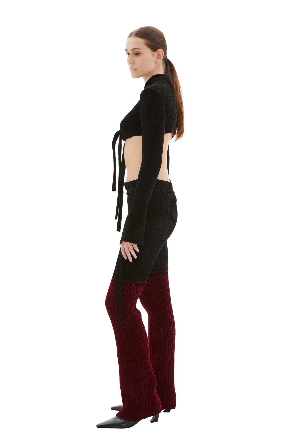KNIT PANTS (BLACK/RED) - 3