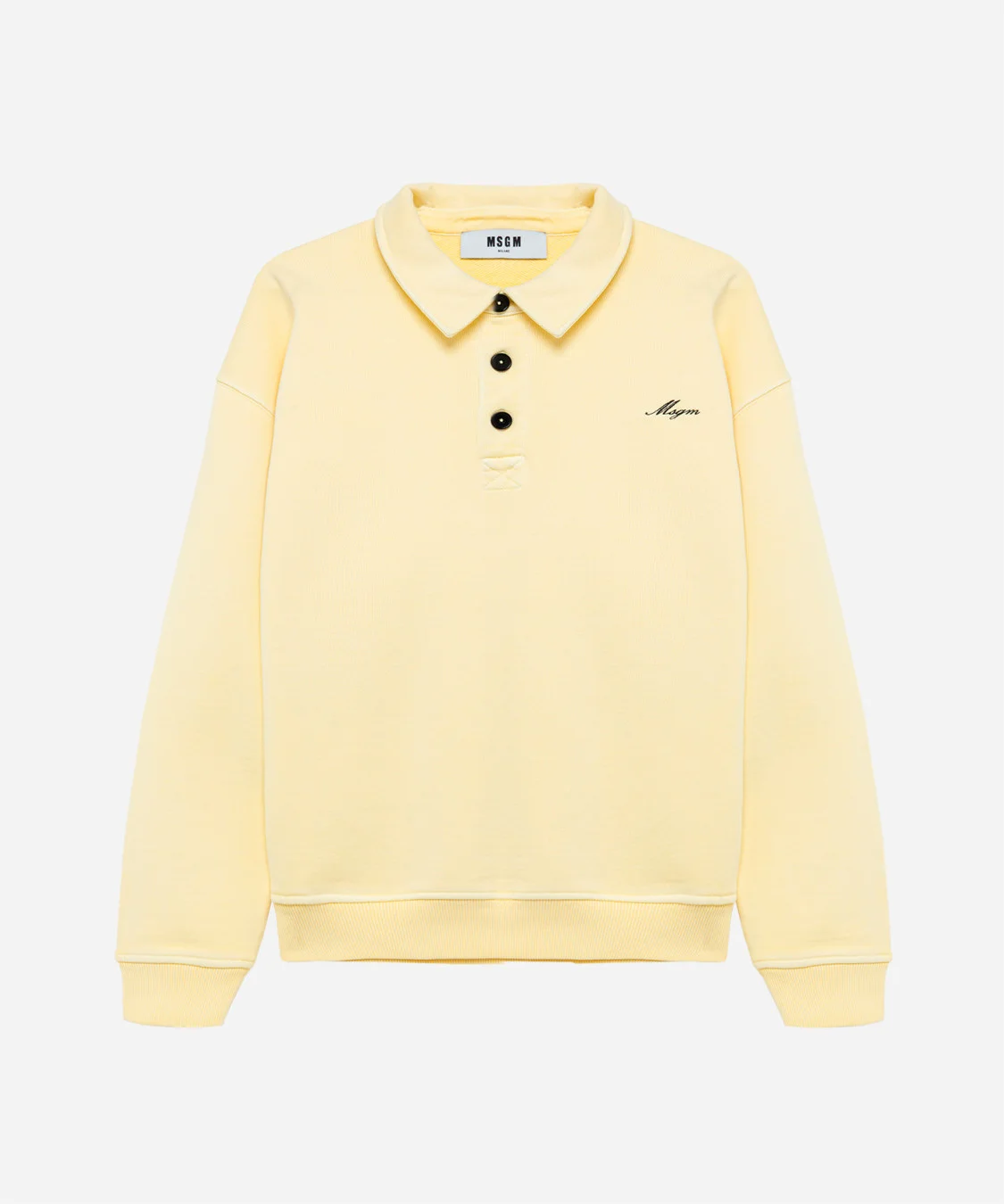Cotton fleece polo with embroidered logo - 1