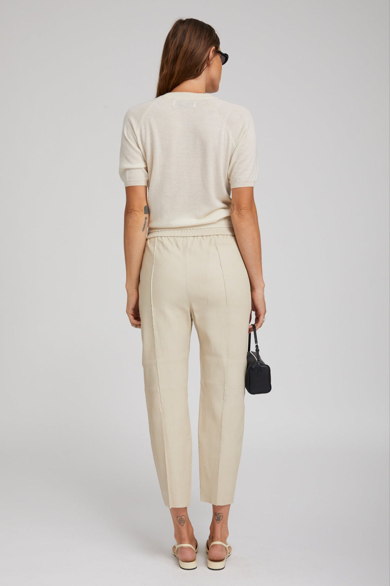 OFF WHITE LEATHER JOGGERS - 4