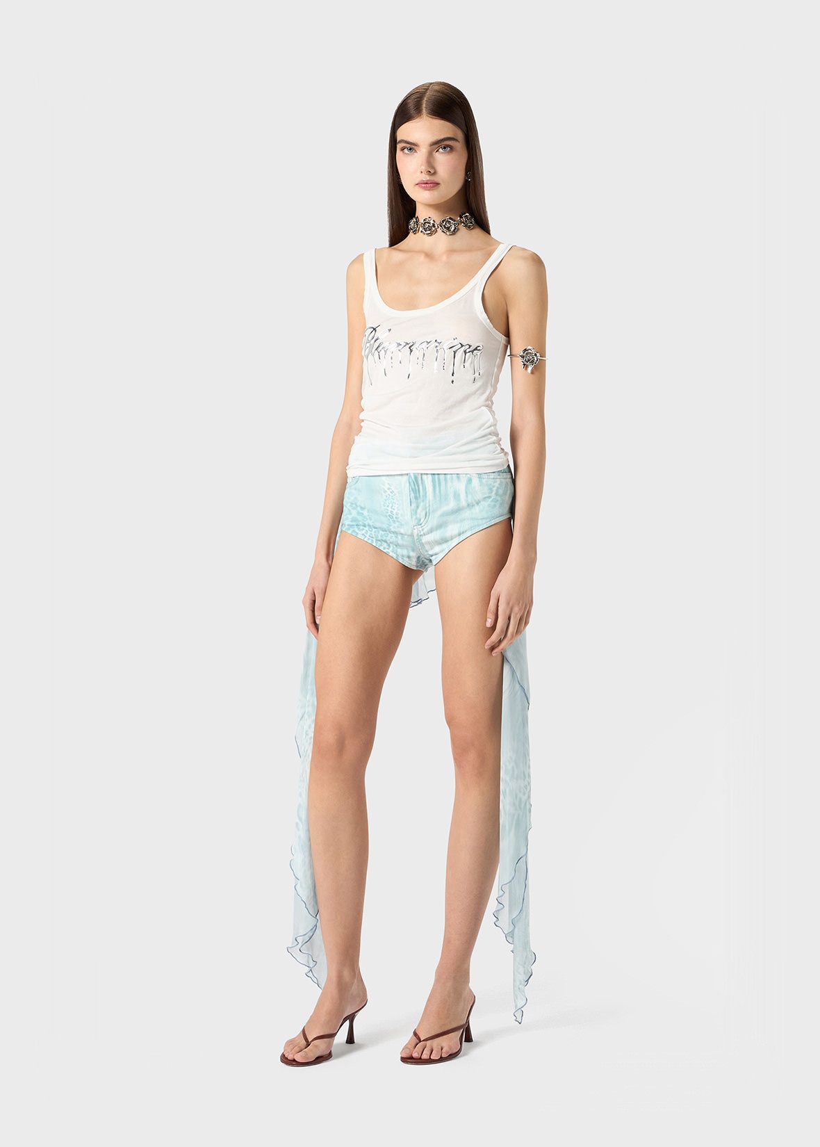 PRINTED SHORTS IN GEORGETTE WITH FLOUNCE - 2