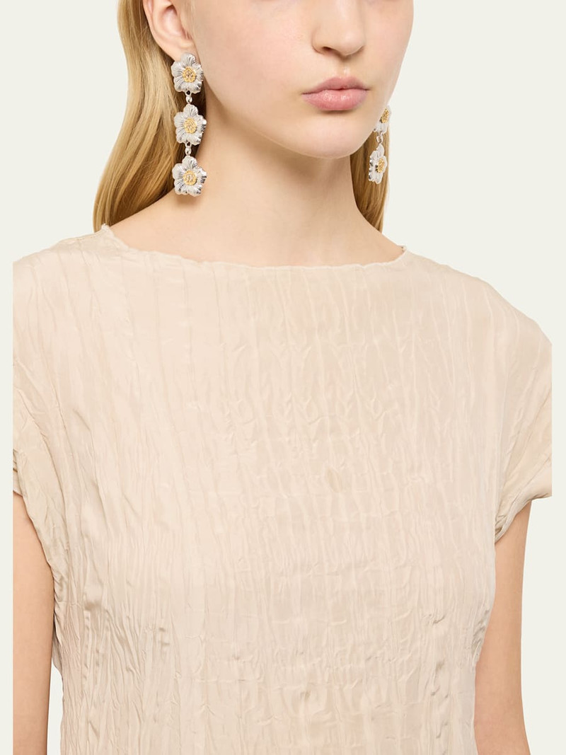 Buccellati Blossoms Gardenia Sterling Silver and 18K Yellow Gold Diamond Triple Drop Earrings outlook