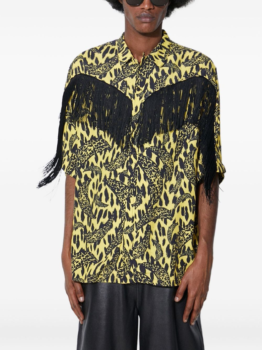 leopard-print fringe shirt - 2