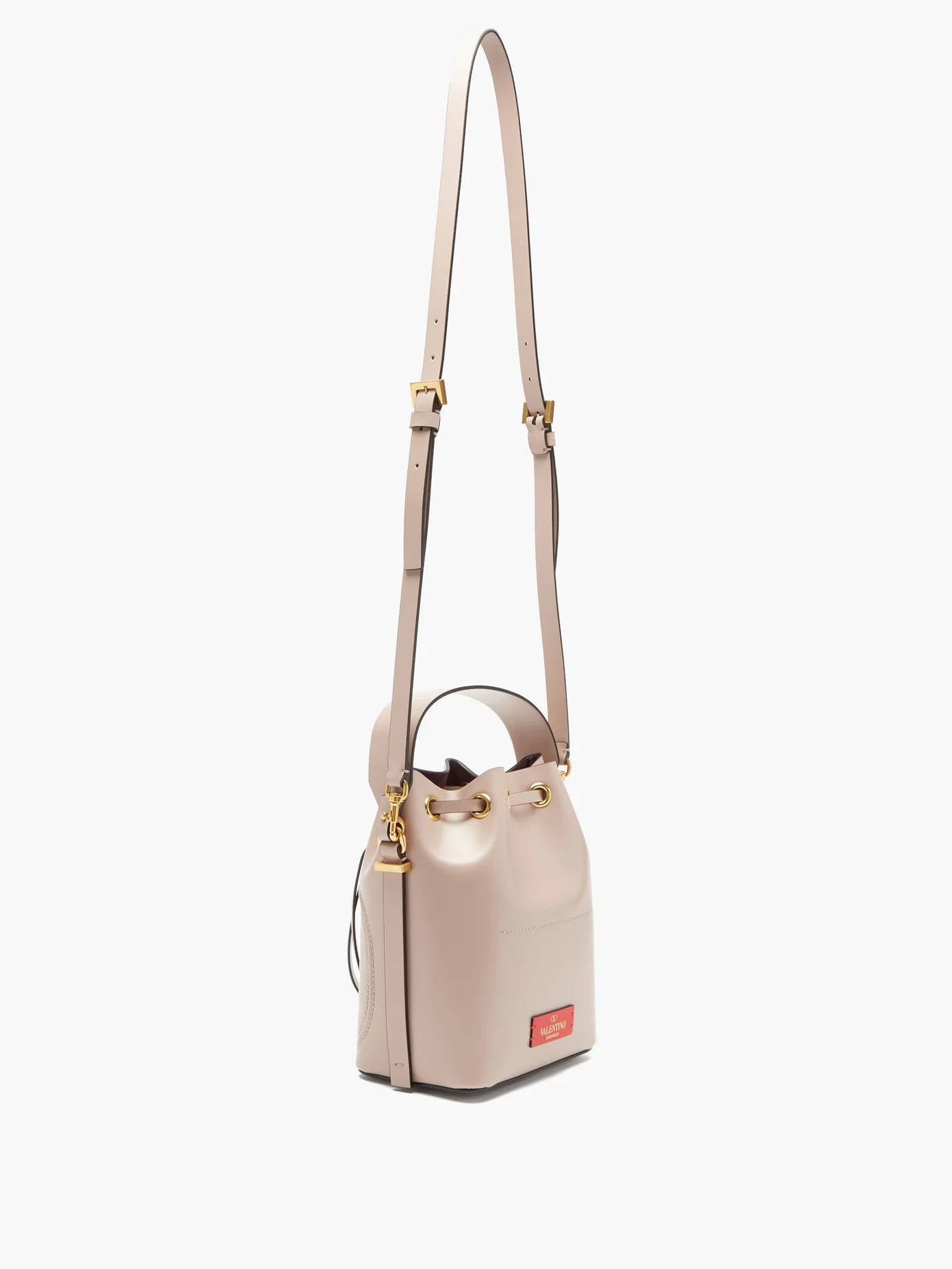 V-logo leather bucket bag - 4