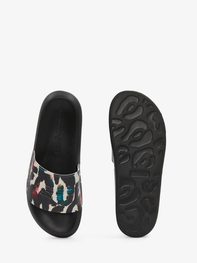 Men's Watercolour Graffiti Pool Slide in White/multicolour - 4