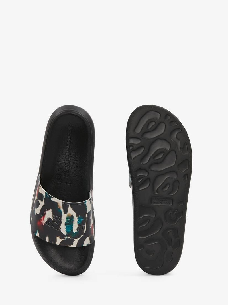 Men's Watercolour Graffiti Pool Slide in White/multicolour 4