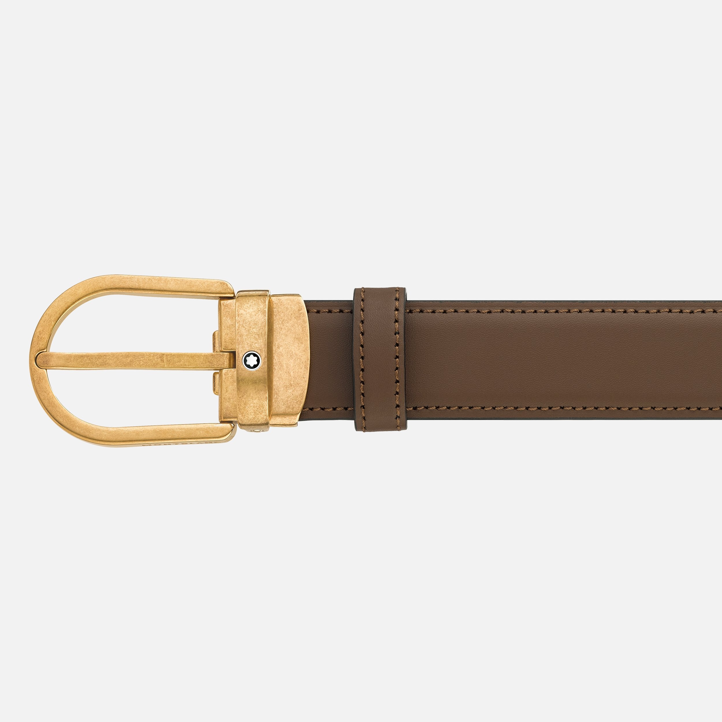 Horseshoe buckle brown 30 mm leather belt - 2
