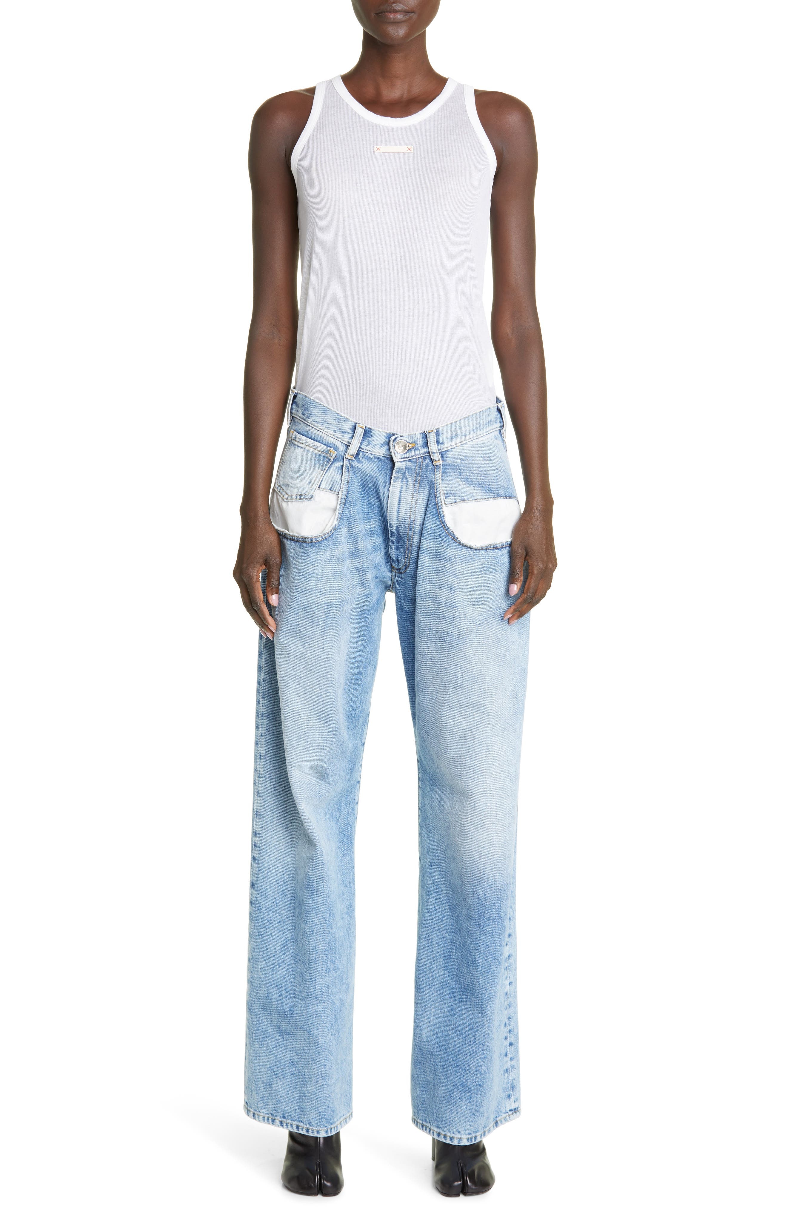 Elongated Pocket Nonstretch Denim Jeans - 2