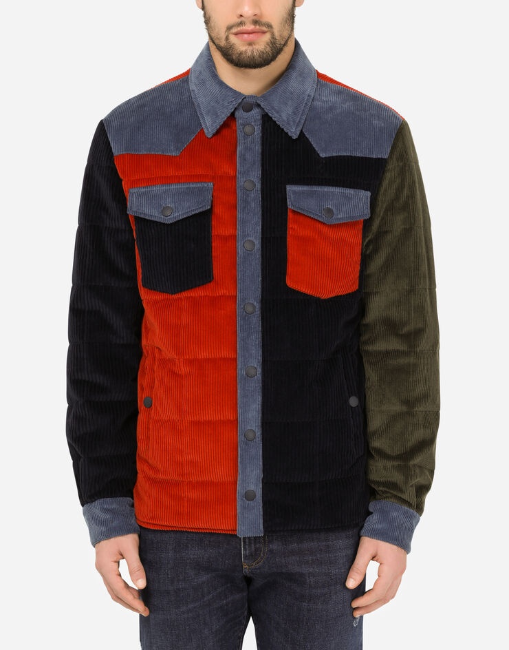 Padded and quilted velvet patchwork shirt - 1